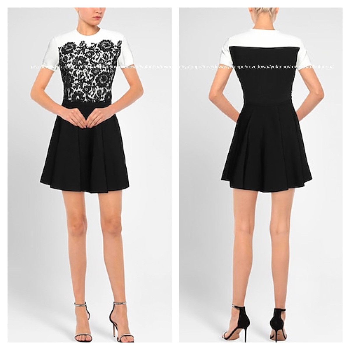 Valentino l Valentino floral lace short sleeve stretch dress black Size S / US 4 / IT 40 - 12 Thumbnail