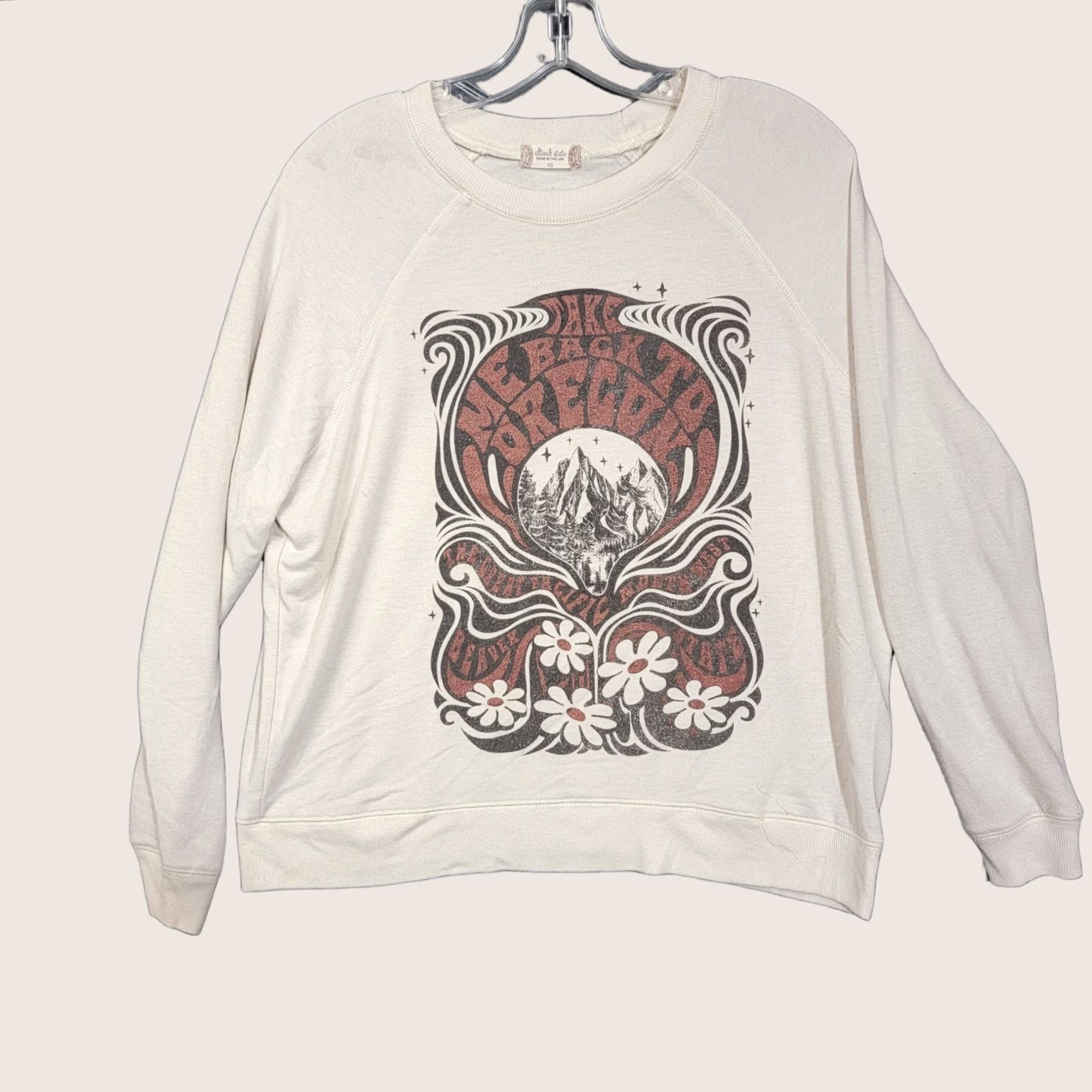 Vintage Altered State Top T Shirt Womens XS Retro Look Made In USA OREGON long sleeve Ivory Crew Neck Size XS / US 0-2 / IT 36-38 - 1 Thumbnail