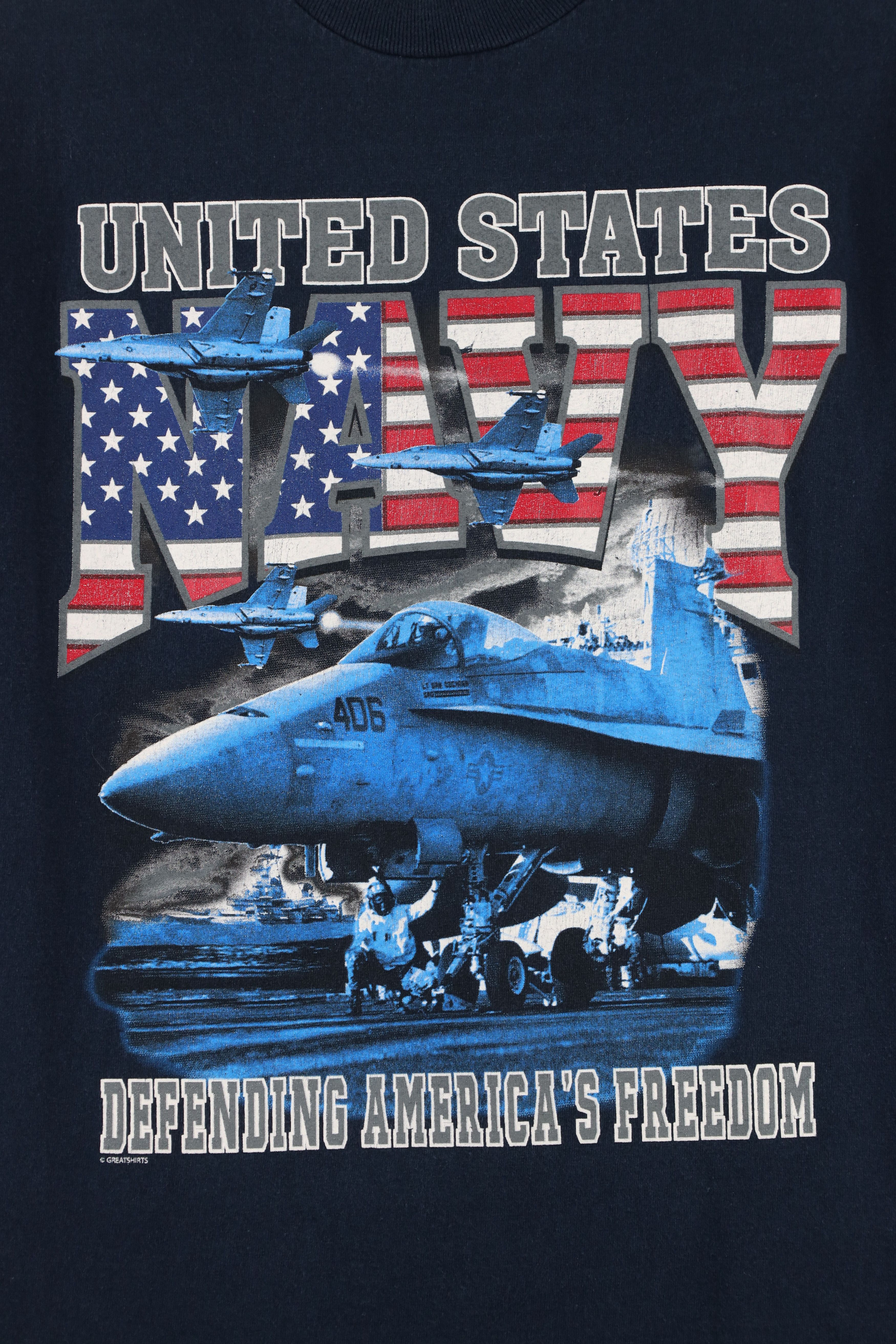 Vintage Vintage 90s Spell Out United States Navy T-Shirt Blue Cotton Size US M / EU 48-50 / 2 - 4 Thumbnail
