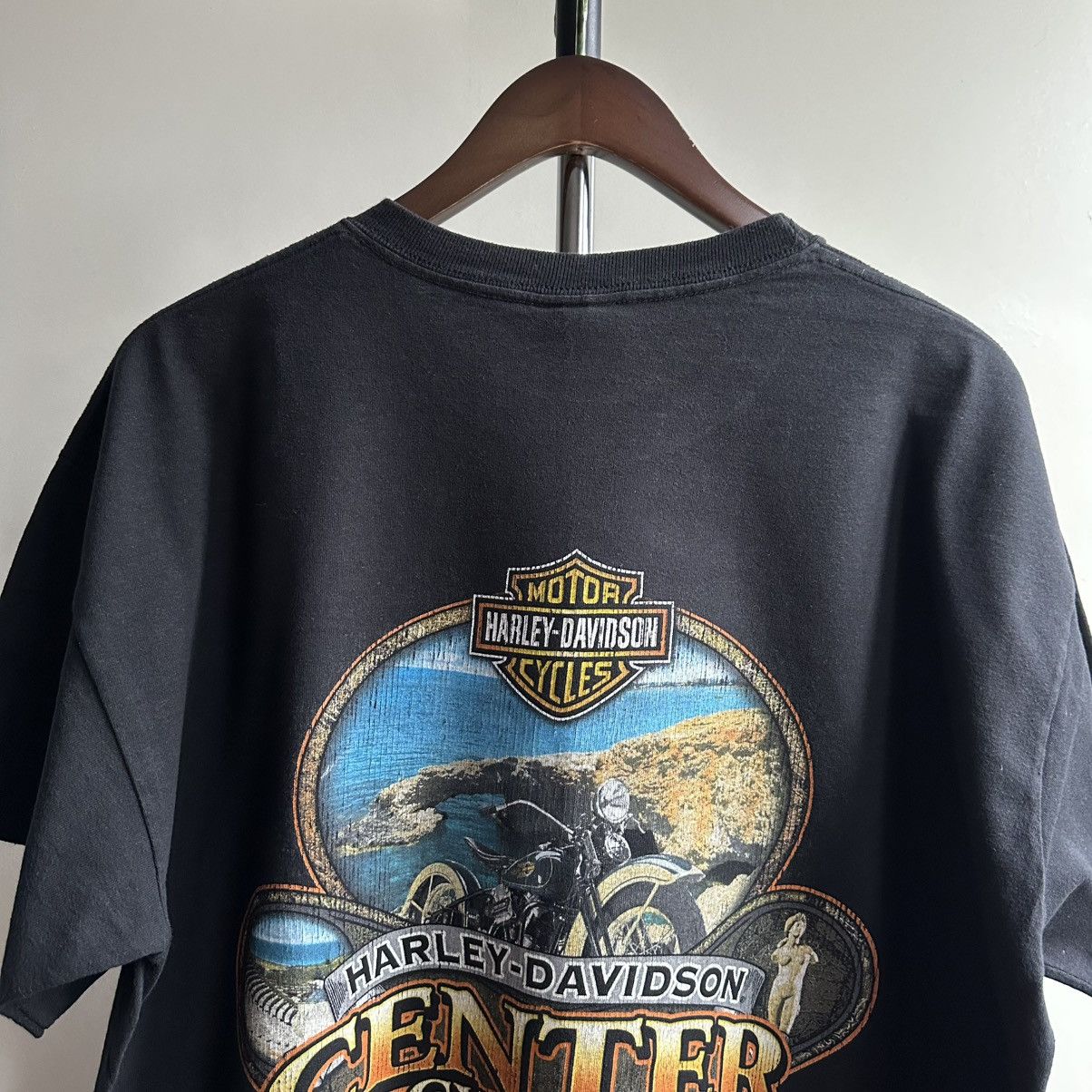 Harley Davidson × Vintage Vintage 90s Harley Davidson Big Logo Faded Tee Size US XL / EU 56 / 4 - 3 Thumbnail