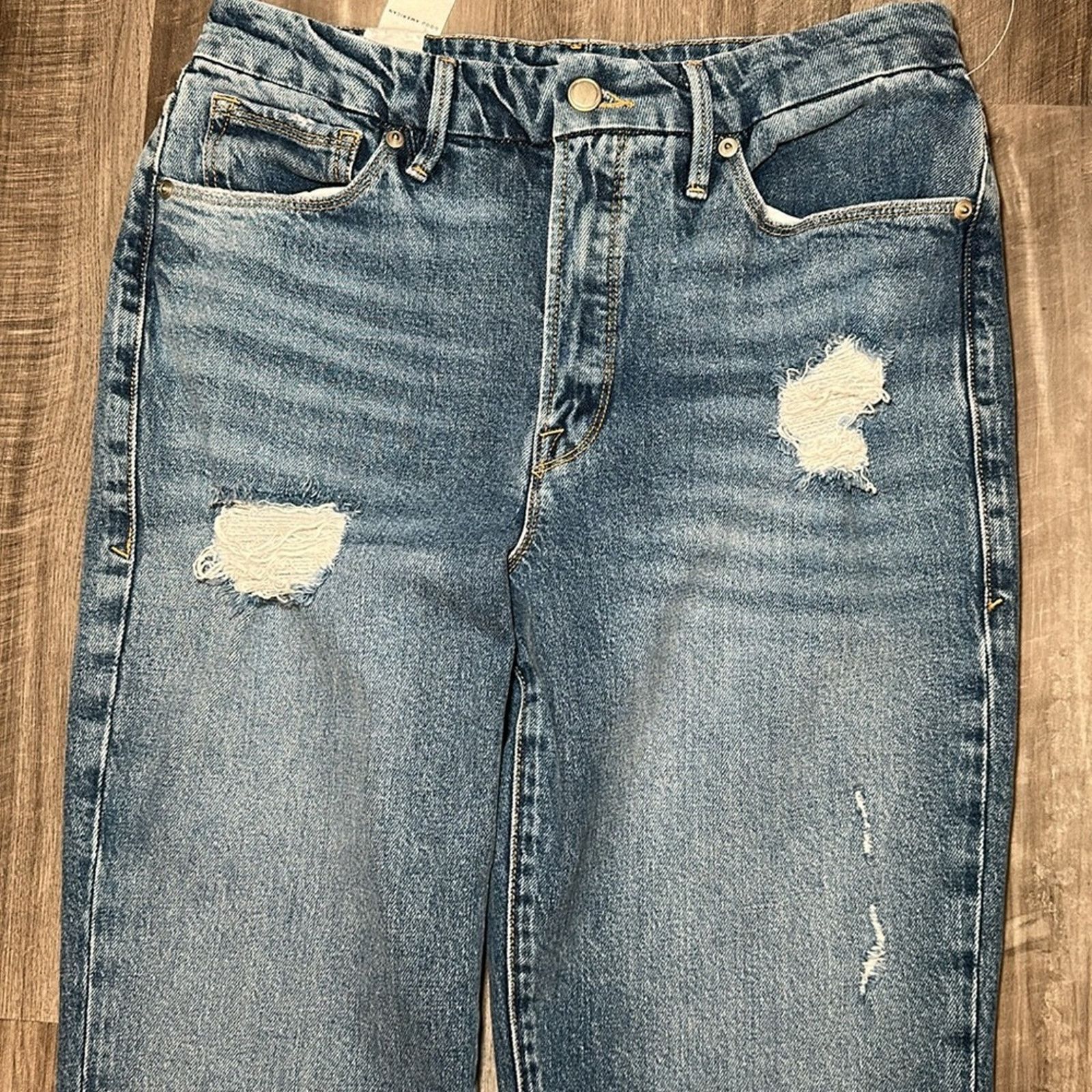 Good American Good American High Rise Distressed Boyfriend Jeans - 4/27 Size 27" / US 4 / IT 40 - 5 Thumbnail