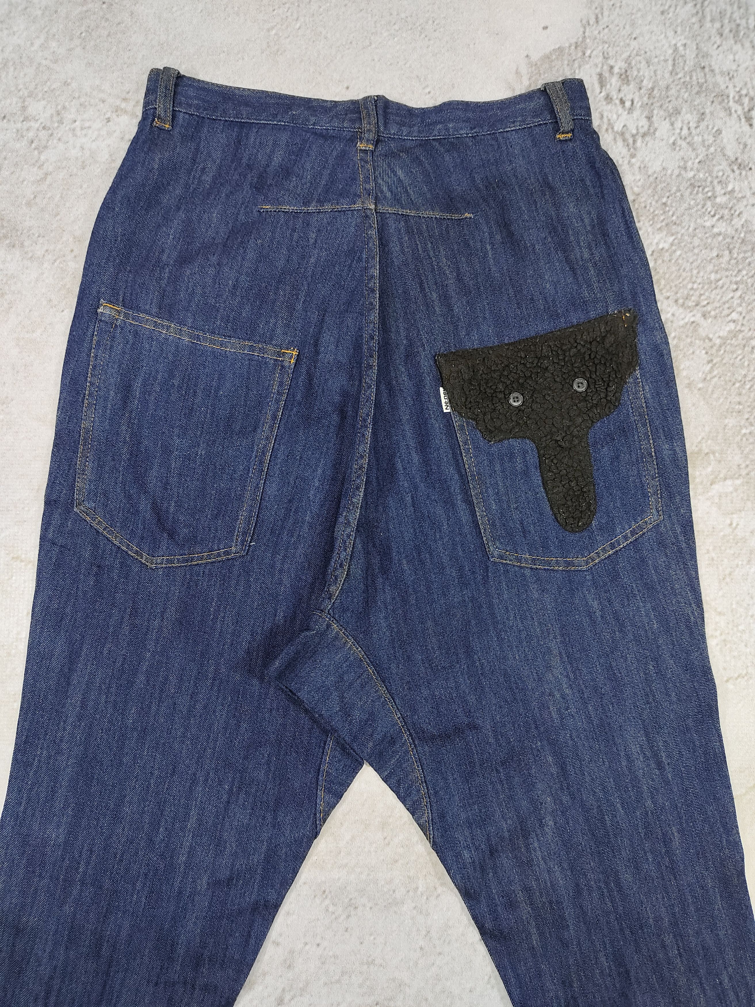 Ne-Net 00s Ne-net- Elephant Pacth Drop Crotch Cropped Denim Pants Size 29" - 2 Thumbnail