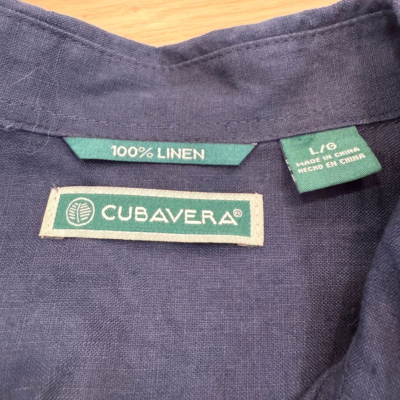 Cubavera Cubavera Linen Shirt Long Sleeve Button-Down Relaxed Fit Blue Mens L Size 42R - 3 Thumbnail