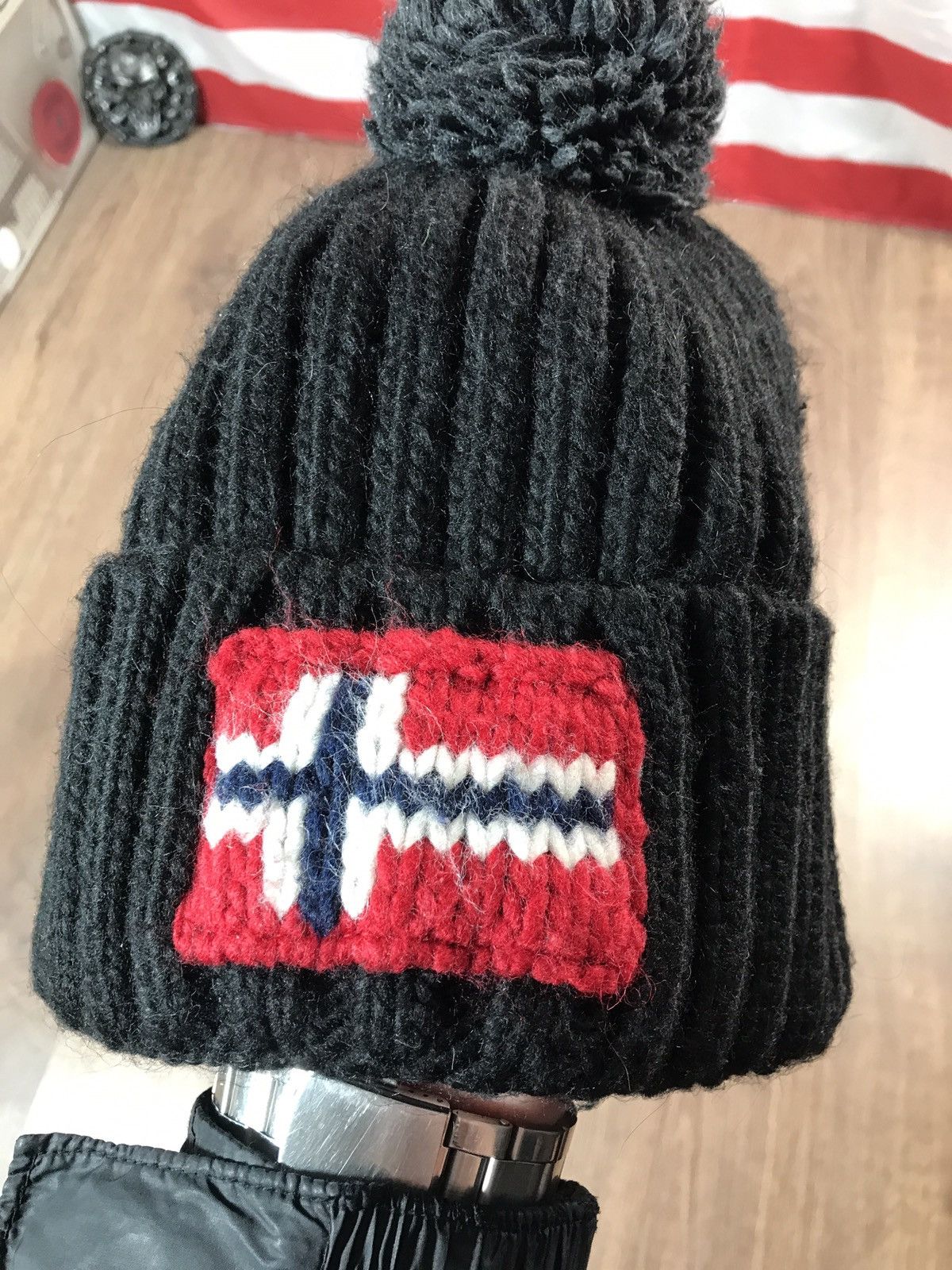 Napapijri × Vintage Vintage Napapijri Knit Hat Big Logo Size ONE SIZE - 2 Thumbnail