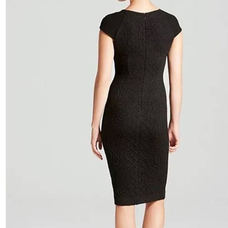 Tory Burch TORY BURCH Kiersten Black Embossed Knee Length Dress Size S / US 4 / IT 40 - 2 Thumbnail
