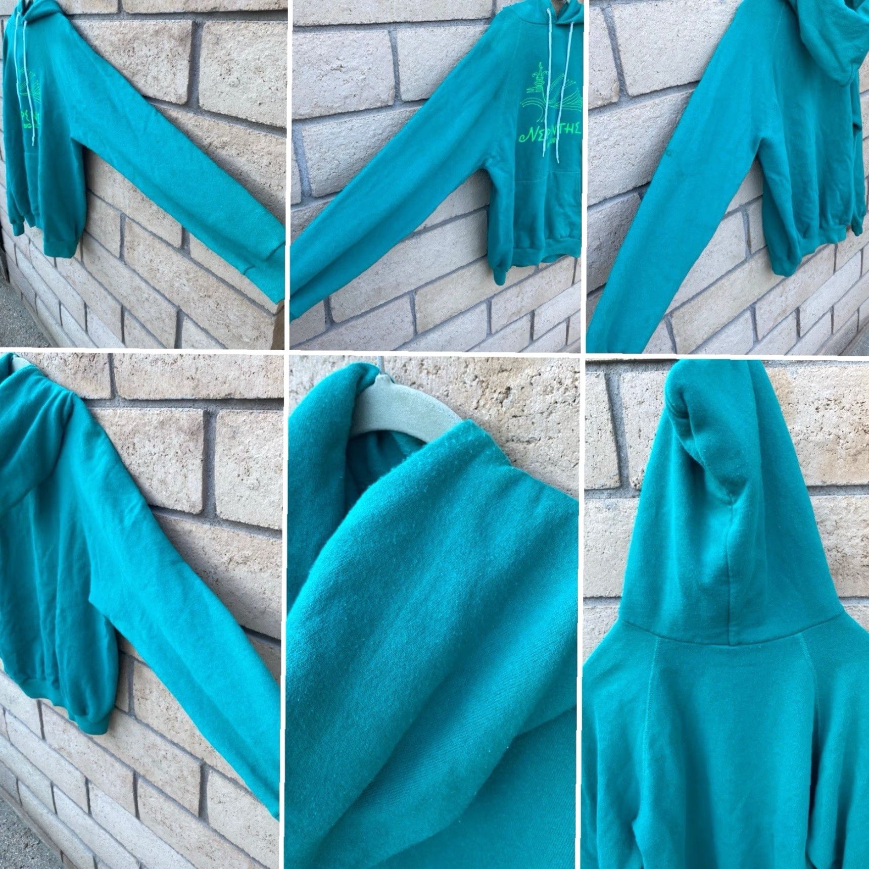 Hanes VINTAGE Hanes Nepenthe Big Sur Raglan Hoodie Sweatshirt Pullover Sweater Jumper Size L Green Graphic Print Men Hoodie Pullover 90s Mens Size US L / EU 52-54 / 3 - 5 Thumbnail