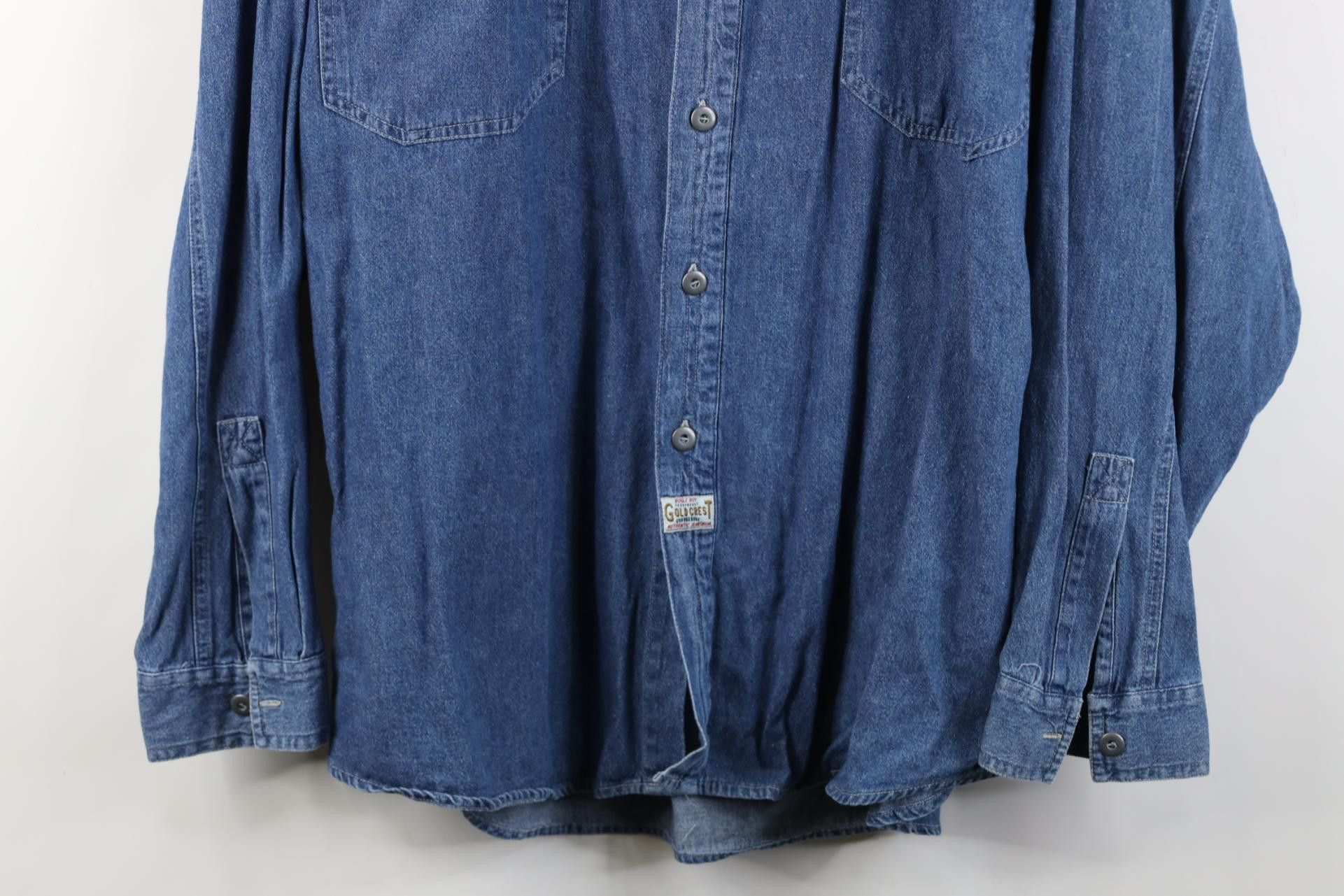 Vintage Vintage 90s Streetwear Big Pocket Denim Button Down Shirt Size US XL / EU 56 / 4 - 3 Thumbnail