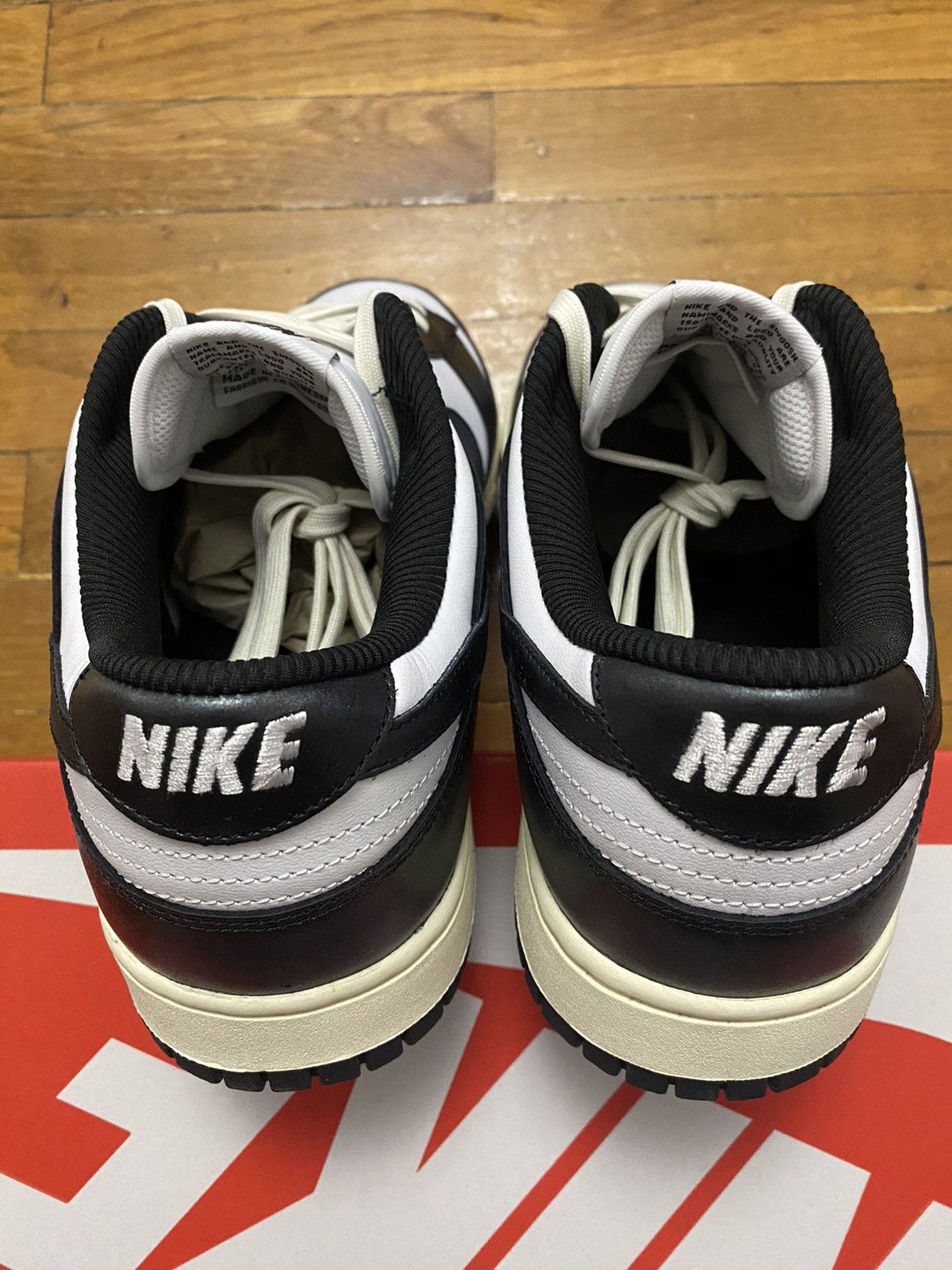 Nike Size 12.5M / 14W - Nike Dunk Low Vintage Panda Black Size US 12.5 / EU 45-46 - 5 Thumbnail