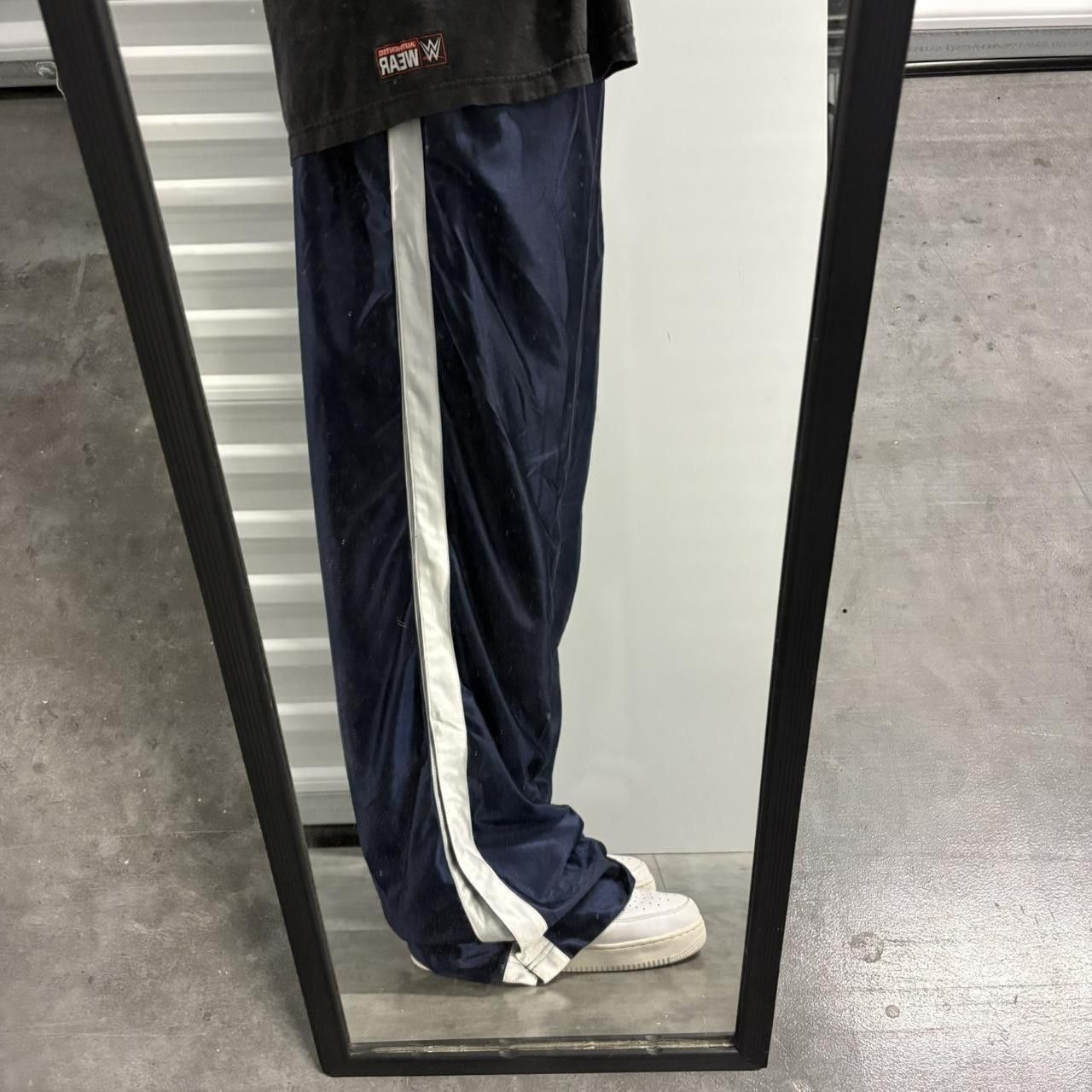 Vintage Vintage Y2K/2000s Super Baggy Navy Blue Striped Side Buttoned Finish Line Track Pants! Size US 38 / EU 54 - 1 Thumbnail