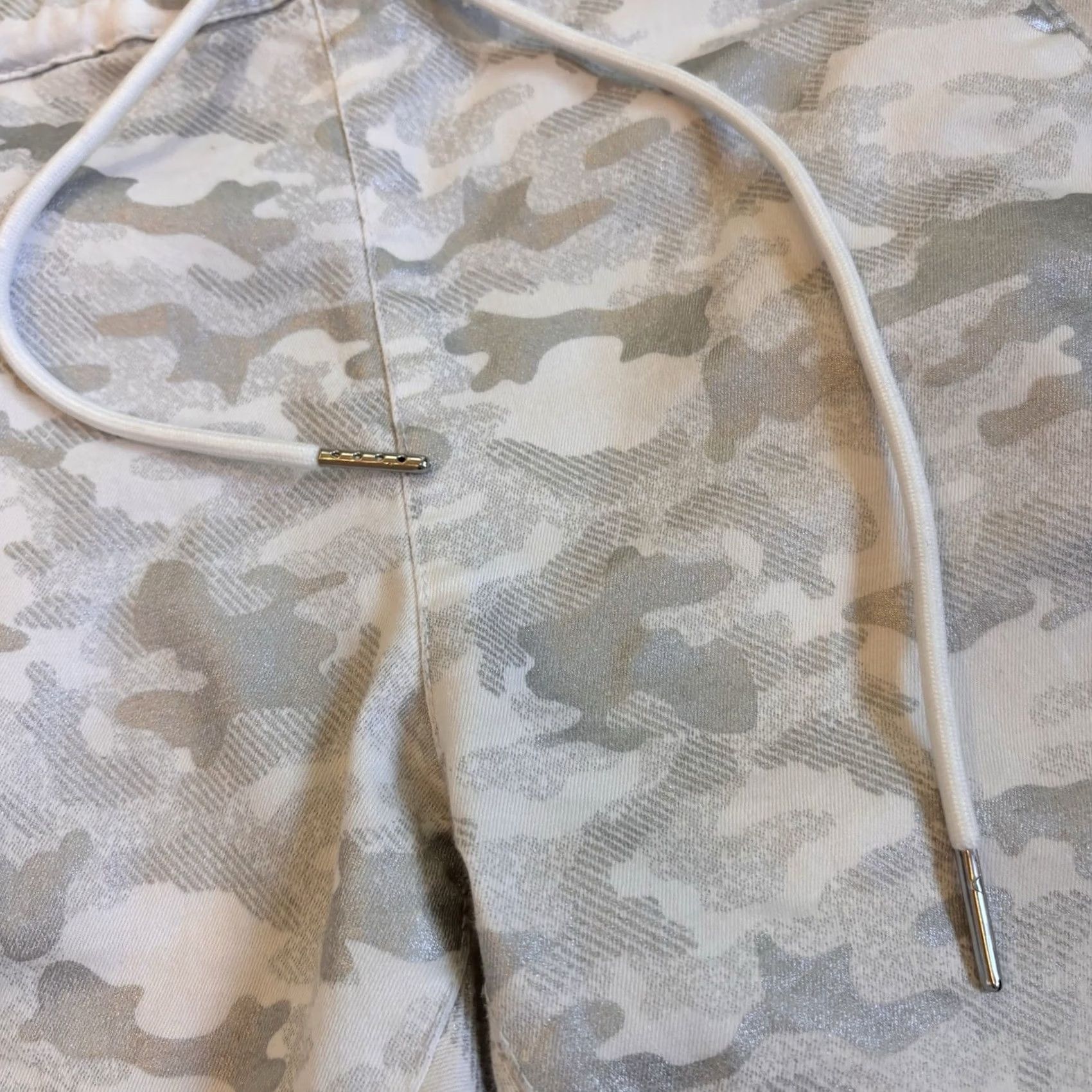 Vintage Bevy Flog Pants Womens Shely White Gray Silver Camo Drawstring Pull-on sz 26 Size 26" / US 2 / IT 38 - 4 Thumbnail