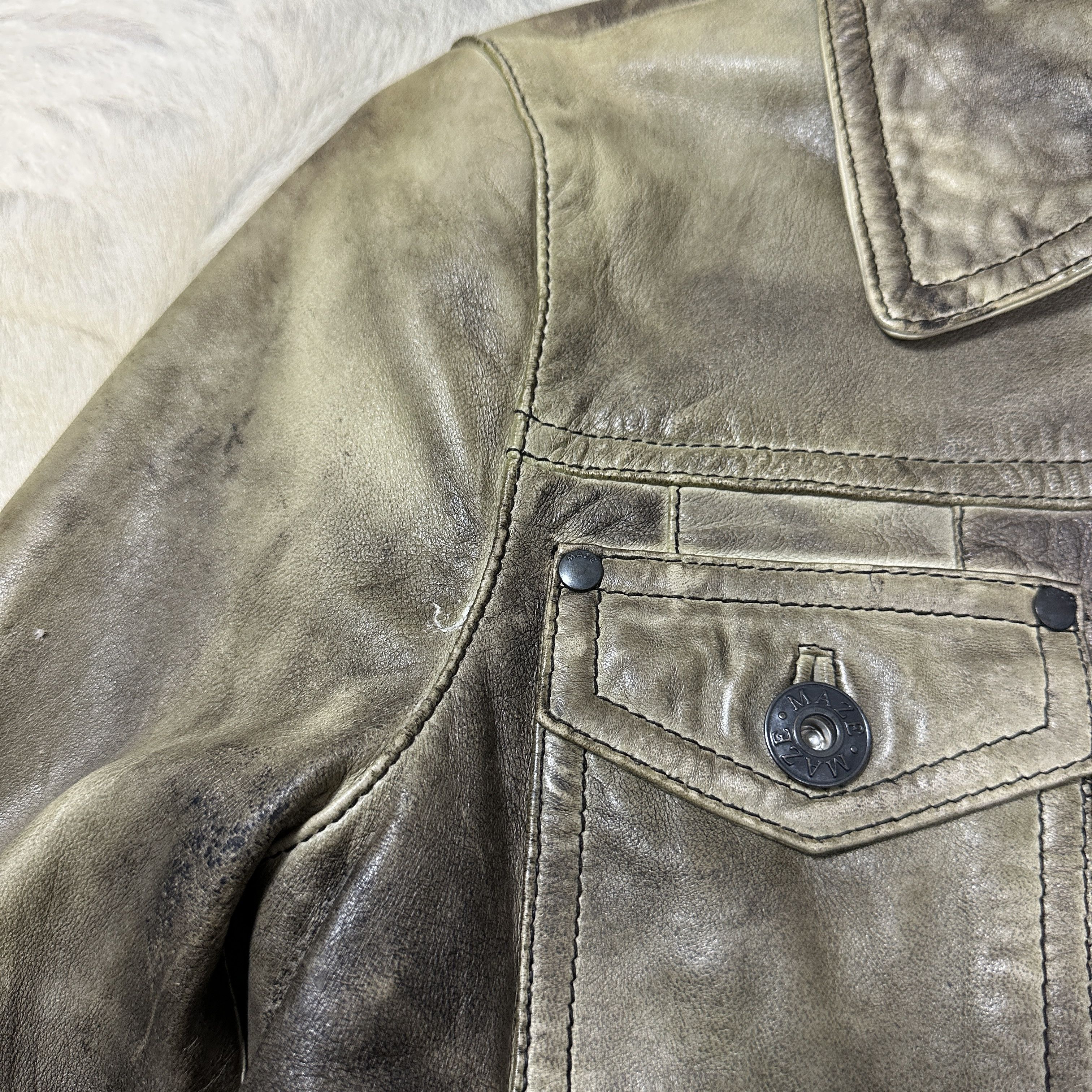 Vintage Vintage Leather Biker Moto Fitted Washed Jacket 00s Size US S / EU 44-46 / 1 - 3 Thumbnail