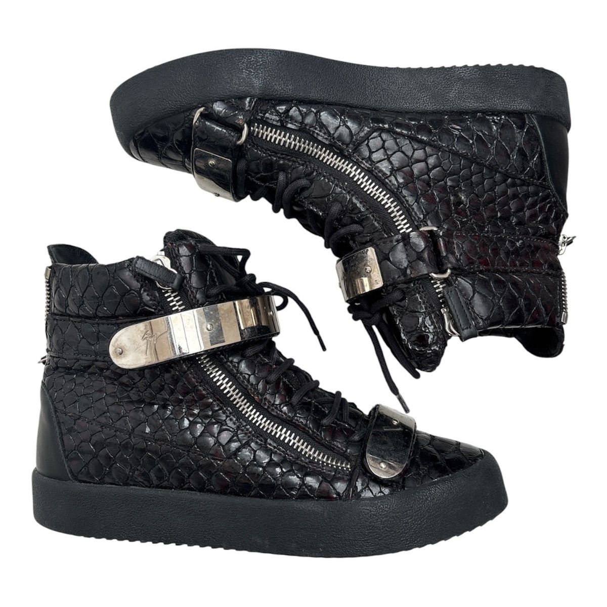 Giuseppe Zanotti Croco Embossed Coby Sneakers Size US 9.5 / EU 42-43 - 3 Thumbnail