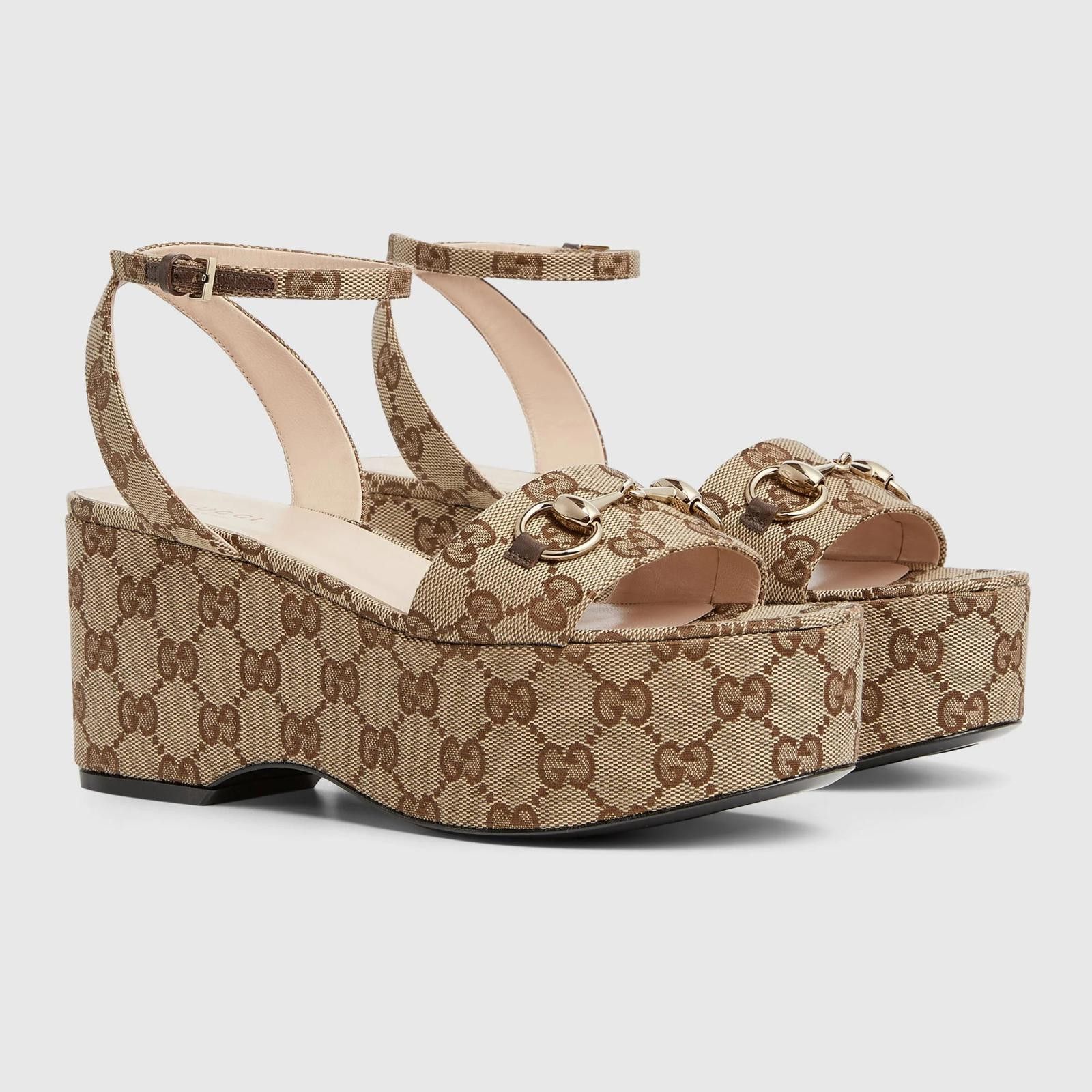 Gucci Gucci Horsebit GG Platform Sandals Size US 7.5 / IT 37.5 - 2 Thumbnail