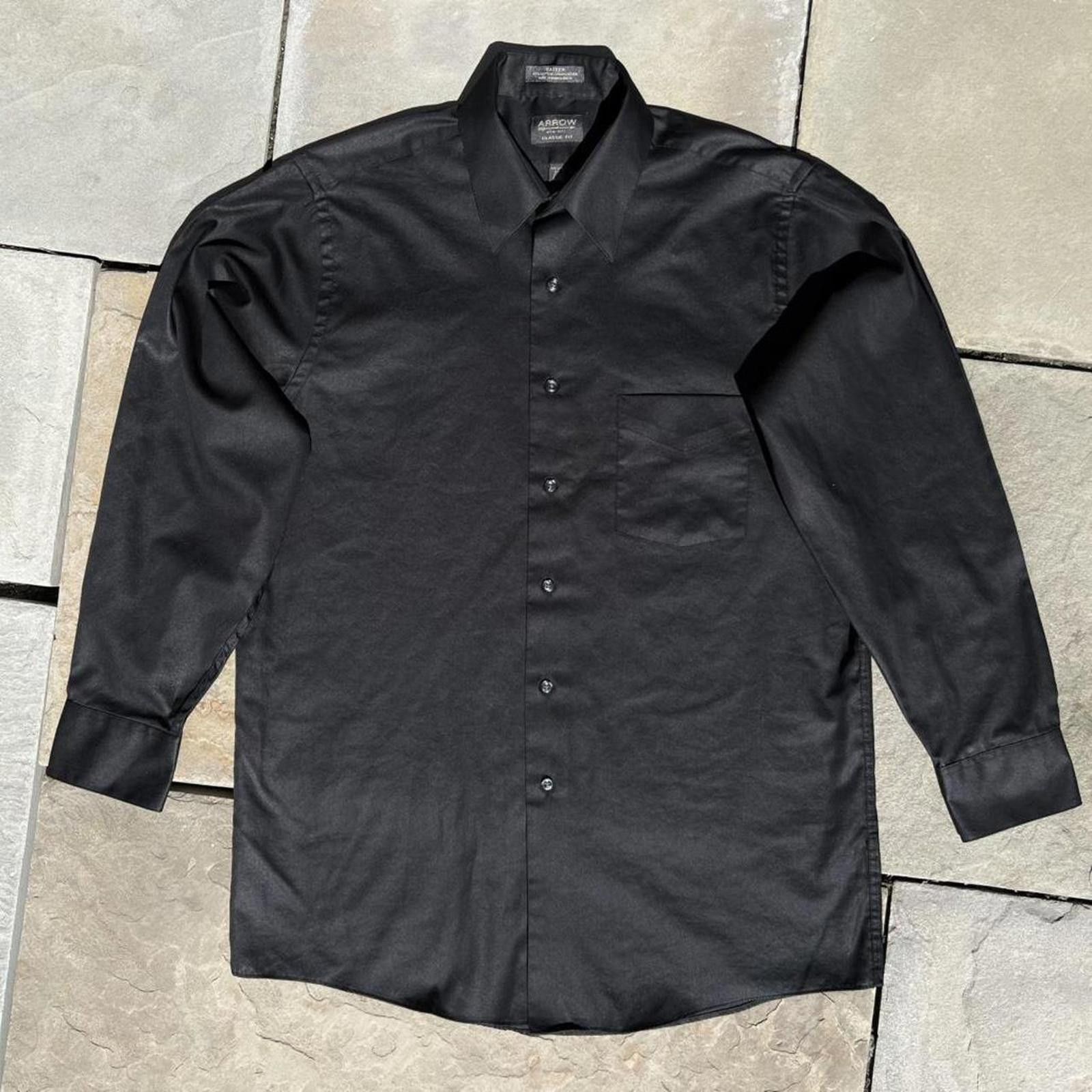 Arrow Vintage 90s Black Sateen Button Down Shirt Size US M / EU 48-50 / 2 - 1 Thumbnail