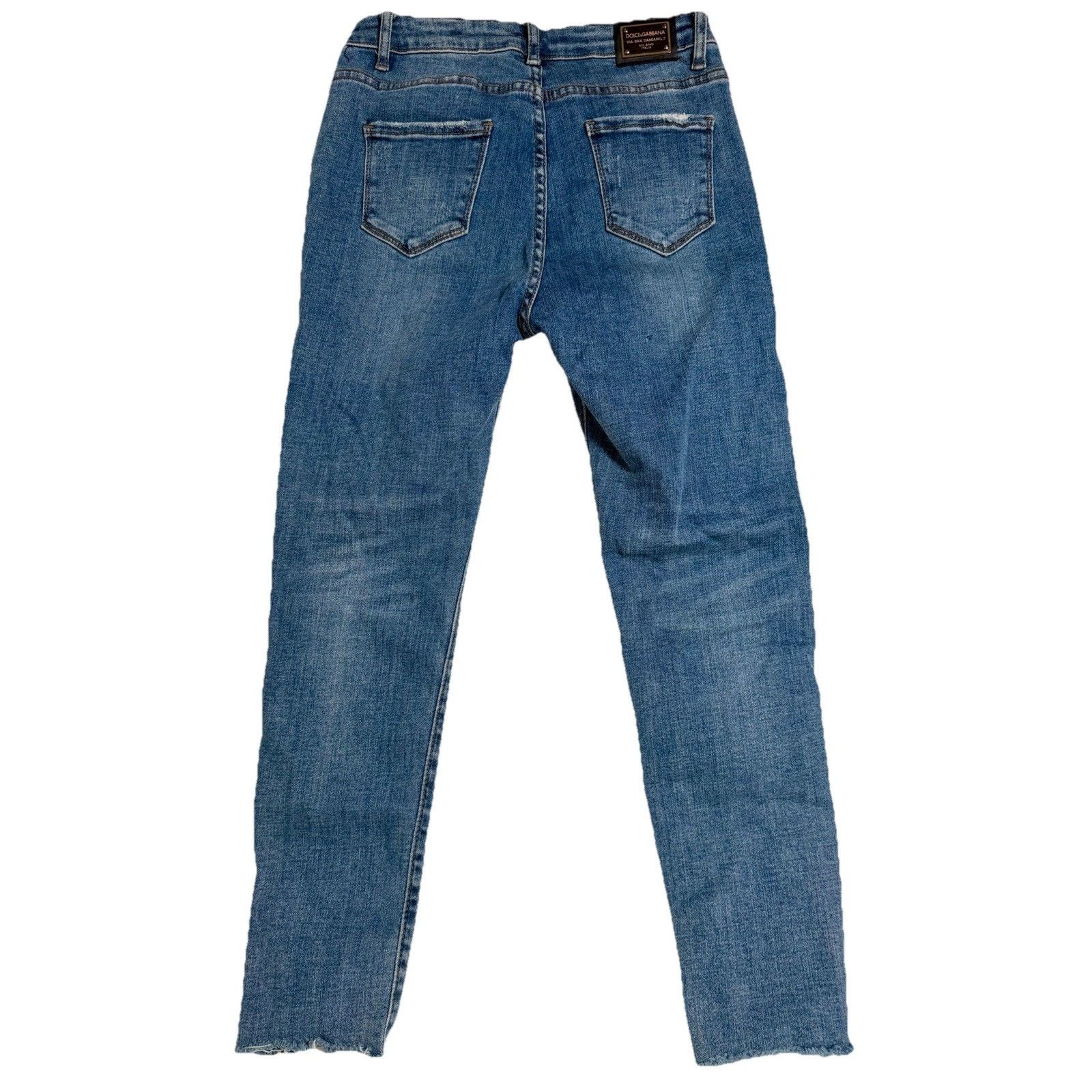Dolce & Gabbana DOLCE & GABBANA Size 29 /14 Blue Distressed Ankle Jeans Size 29" - 5 Thumbnail