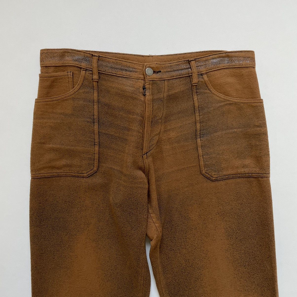 Maison Margiela Early 2000s Cracked Leather Effect Utility Trousers Size US 34 / EU 50 - 4 Thumbnail