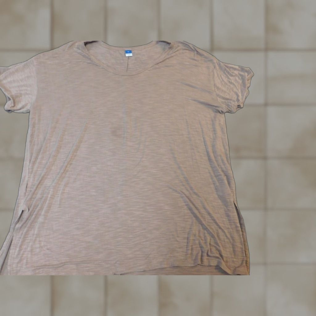Old Navy Old Navy Blouse Womens L Pink Solid Short Sleeve Round Neck Pullover Stretch Casual Modern Regular Polyester Rayon Pleated Vintage No Size L / US 10 / IT 46 - 1 Thumbnail