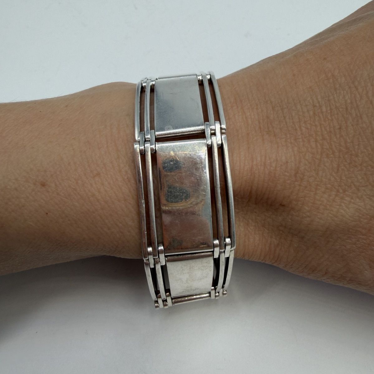 Sterling Silver Vintage 925 Sterling Silver Gate Link Men's Bracelet 37.7g Size ONE SIZE - 1 Thumbnail
