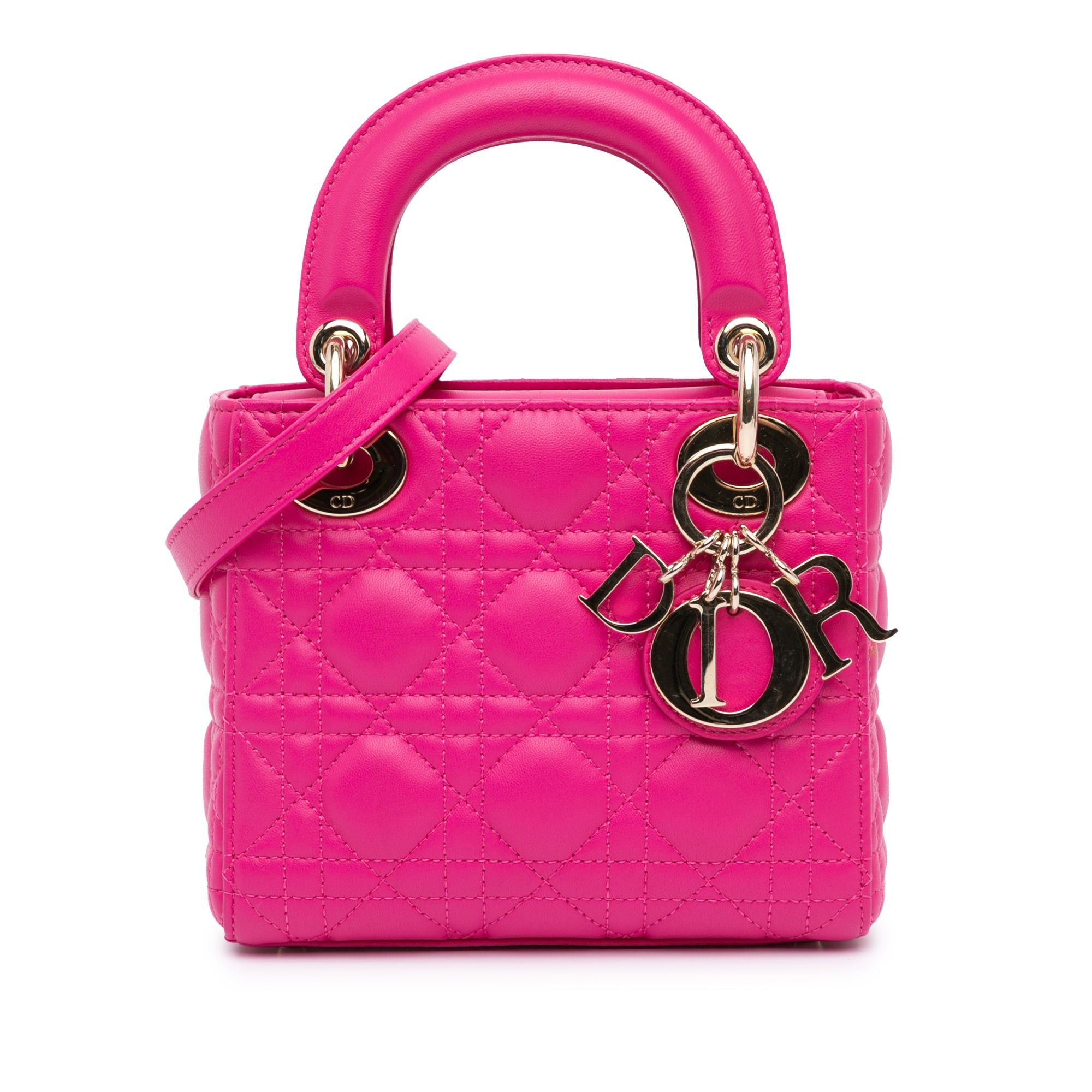 Dior Dior Mini Lambskin Cannage Lady Dior Pink Size ONE SIZE - 1 Thumbnail