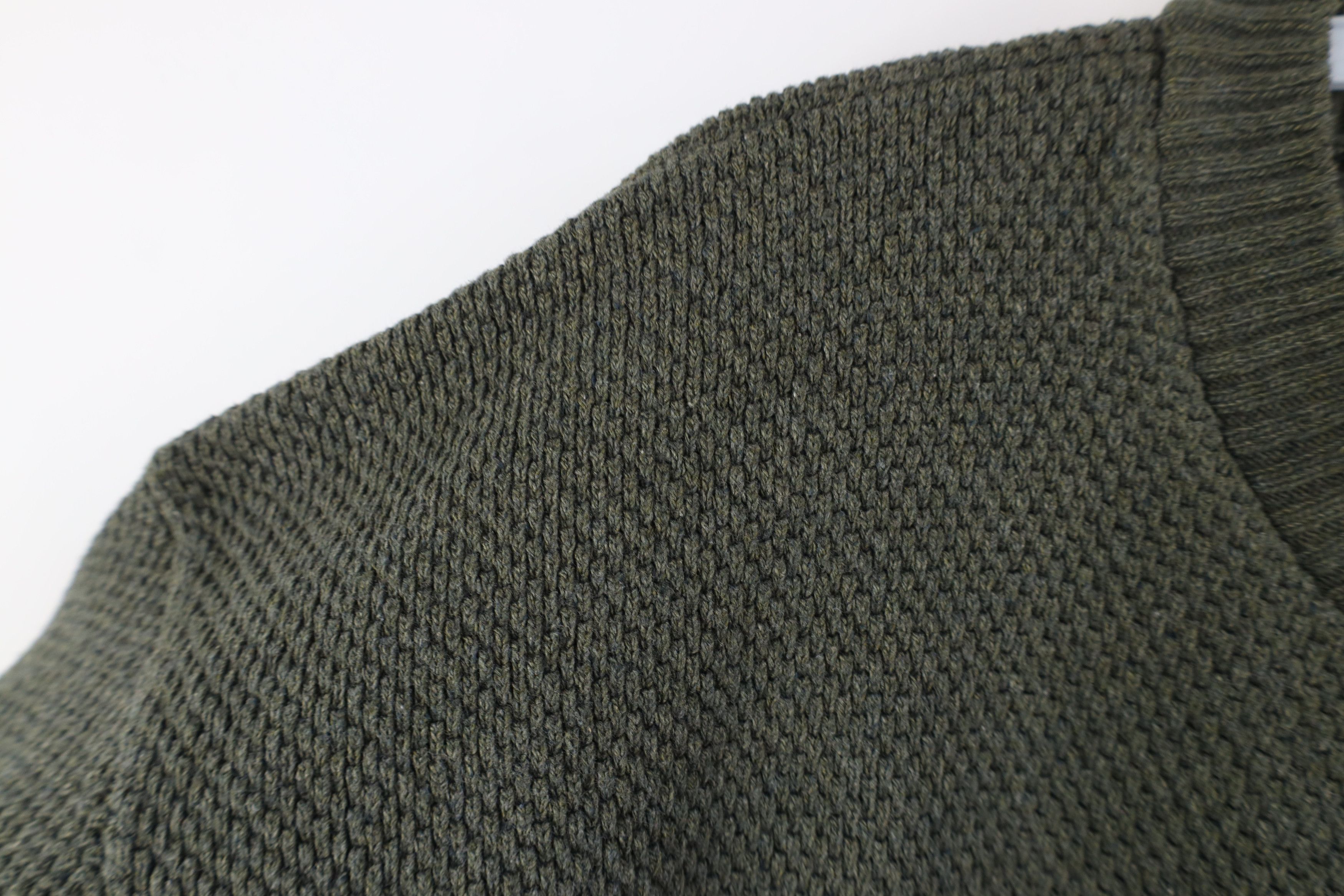 Vintage Vintage 90s Streetwear Weave Knit Henley Sweater Green USA Size US XL / EU 56 / 4 - 7 Thumbnail