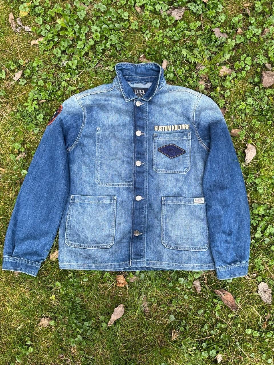 image of Vintage x Von Dutch Kustom Kulture Denim Jacket Embroidered Logo, Men's (Size Large)