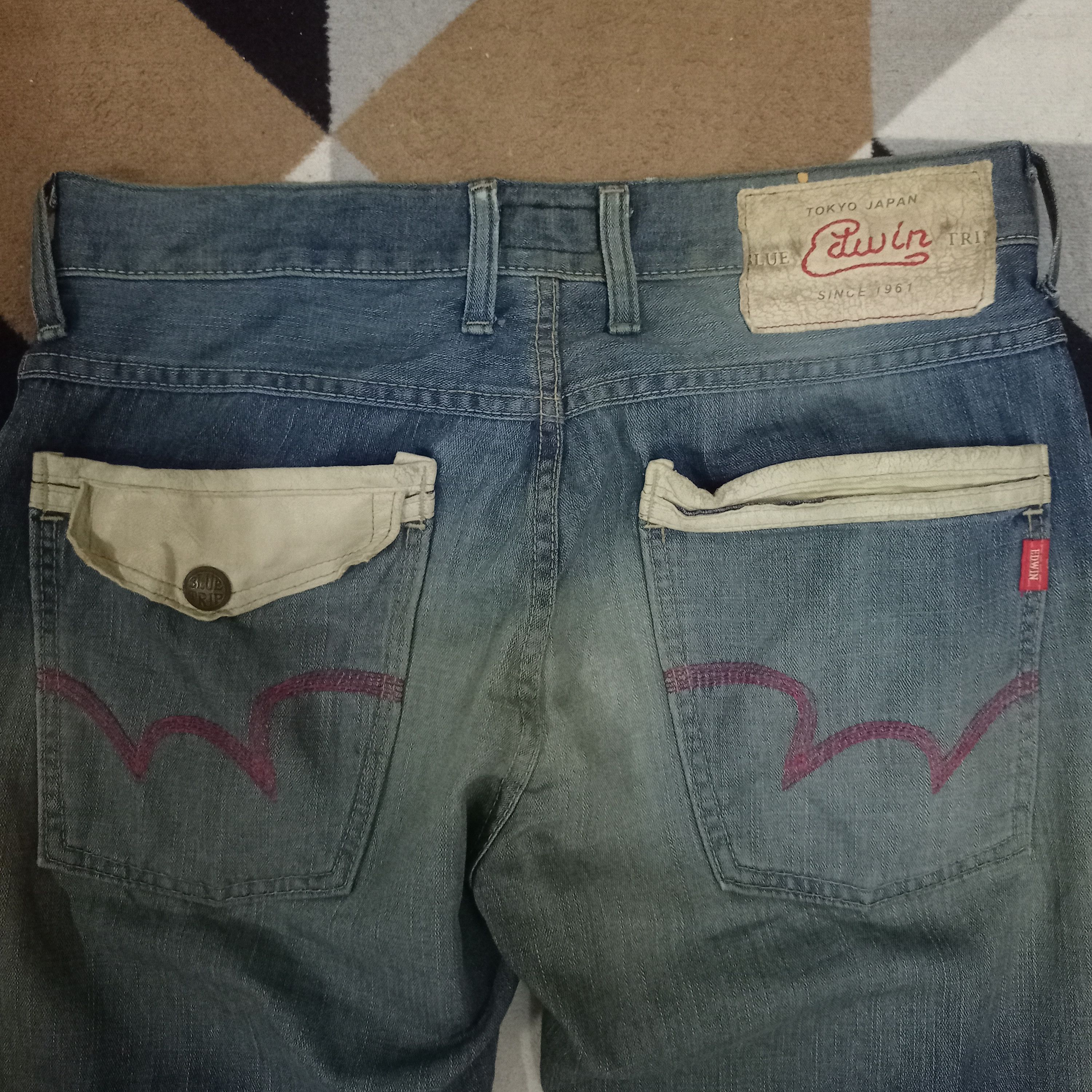 Edwin Vintage Japanese Edwin Blue Trip Mud Wash Loose Jeans Size US 30 / EU 46 - 6 Thumbnail