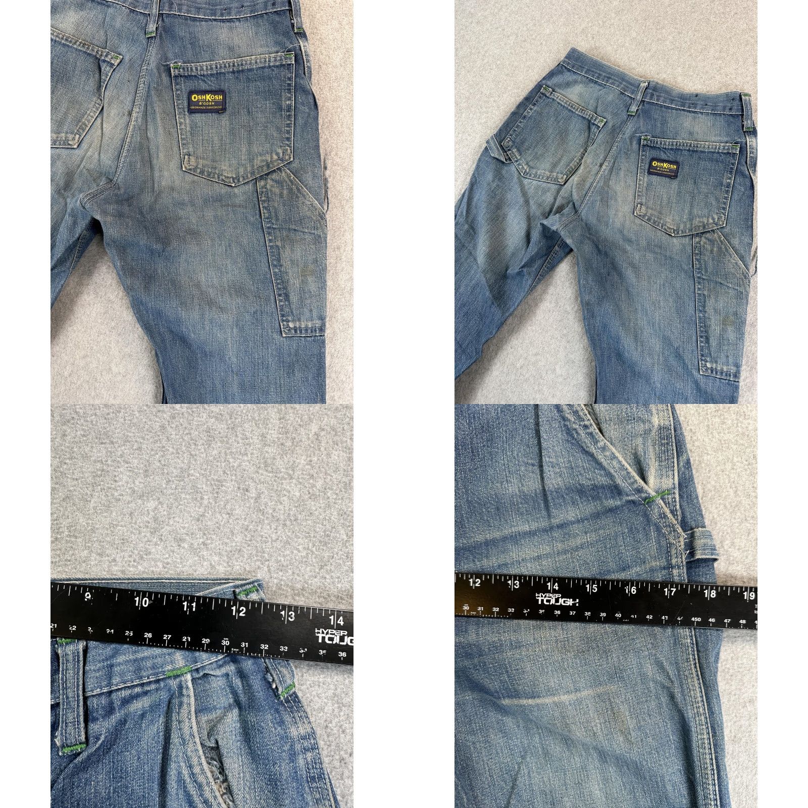 Vintage VINTAGE OshKosh B'gosh Jeans Mens 34 Blue Relaxed Straight Carpenter Workwear Pockets 34in Inseam Canvas Distressed Size 24" / US 00 / IT 34 - 9 Thumbnail