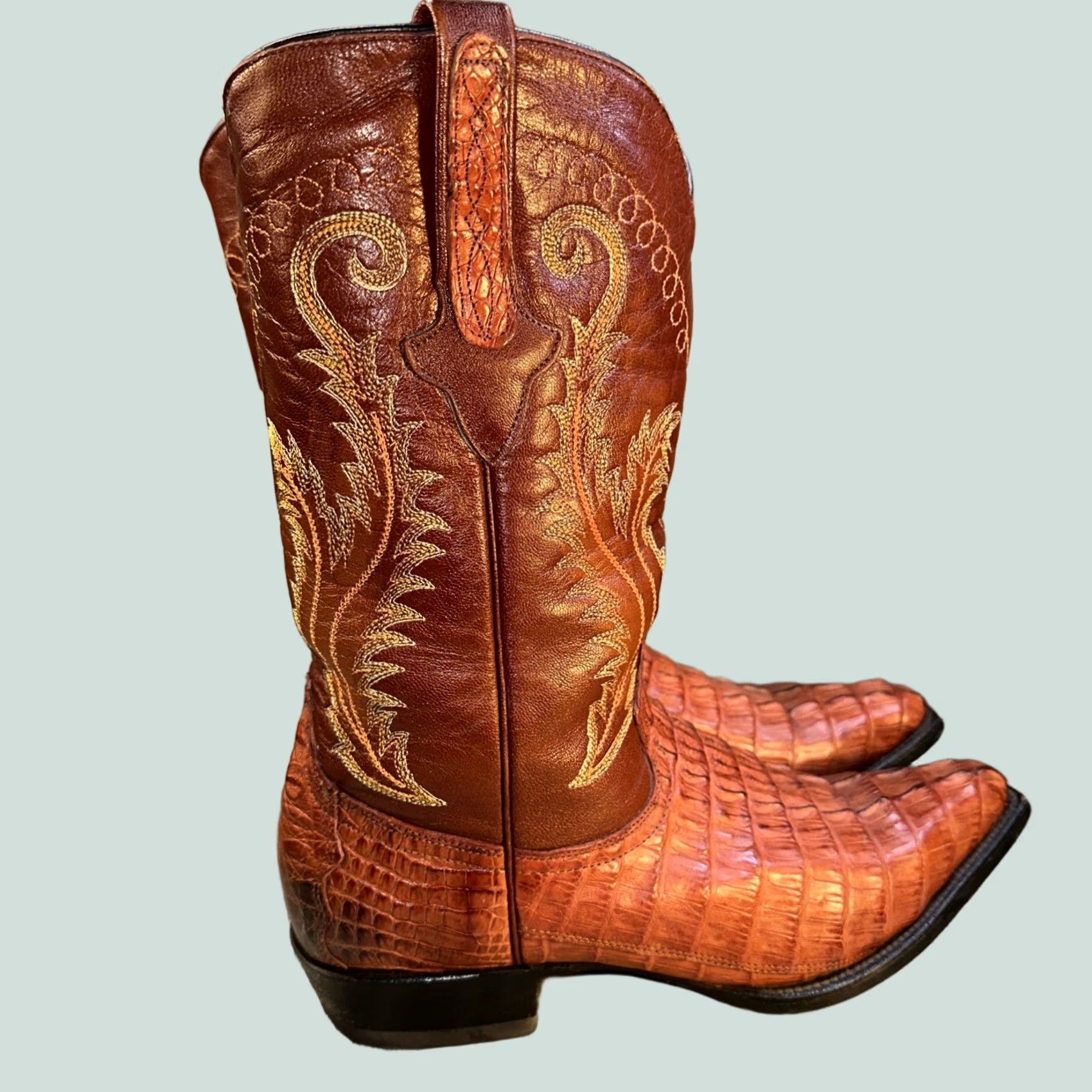 Vintage VINTAGE Cuadra Wild West Caiman Belly Cowboy Boots Men’s 8 USA Brown Leather Western USA 1904 Mens Boots Size US 8 / EU 41 - 1 Thumbnail