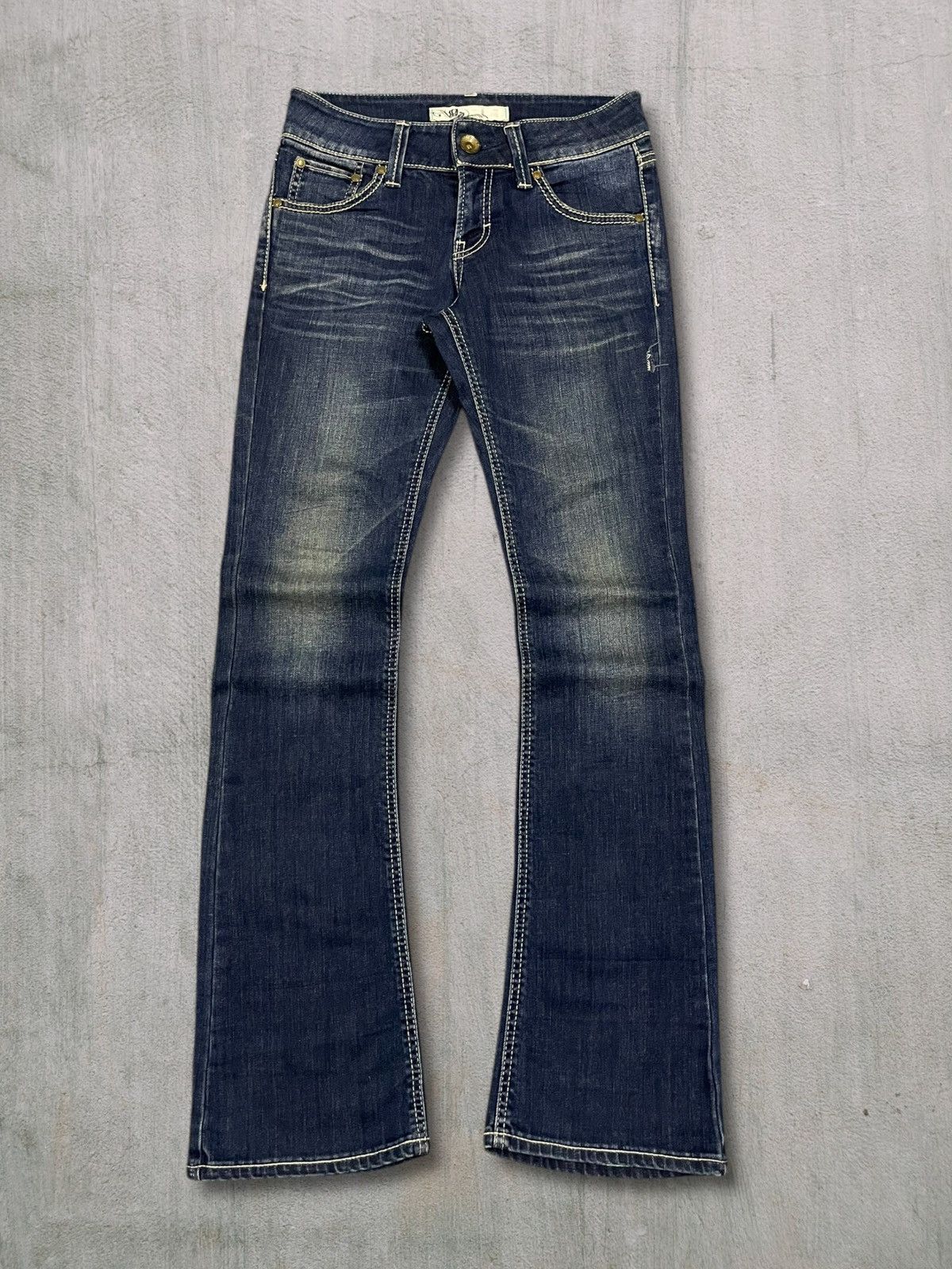 Japanese Brand Vintage Japanese Y2K Women’s Low Rise Bootcut Dark Jeans Size 28" / US 6 / IT 42 - 5 Thumbnail