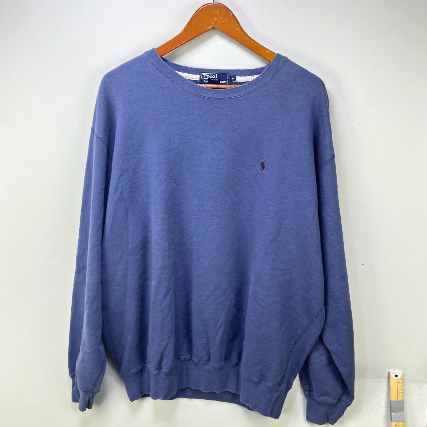 Vintage VINTAGE Polo Ralph Lauren Pony Sweatshirt XL Blue 90s Hooded Crew Neck Sweatshirt Mens Size US XL / EU 56 / 4 - 2 Thumbnail