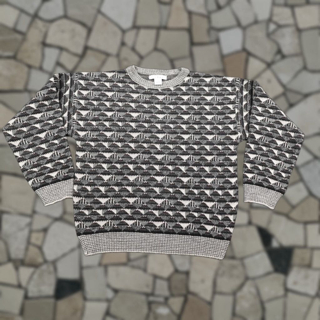 Vintage VINTAGE Tribute Sweater Mens Large Gray Geometric Knit Grandpa Pullover Crewneck Size US L / EU 52-54 / 3 - 1 Thumbnail