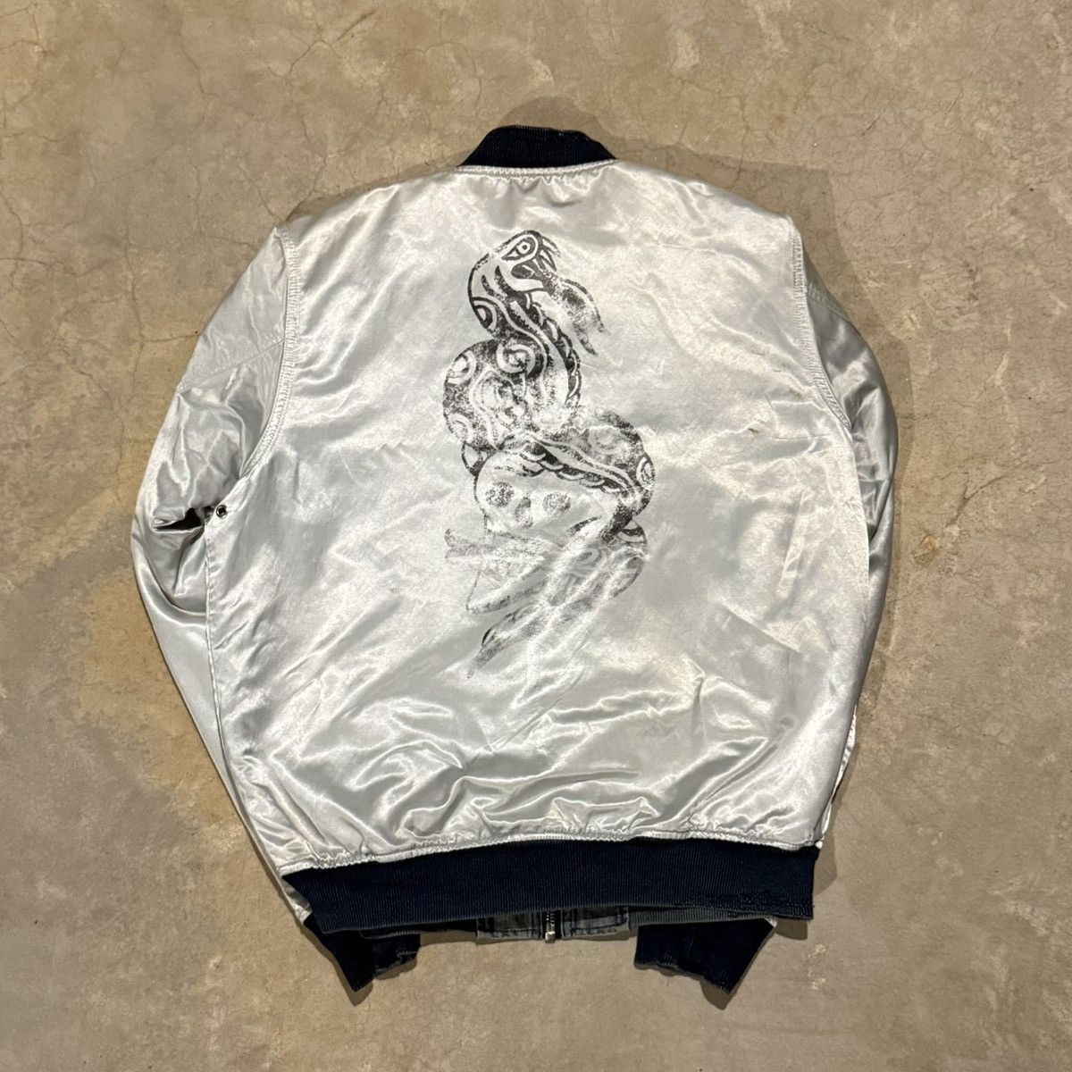 Diesel Vintage Diesel Faded Denim Reversible Bomber Jacket Grunge Size US L / EU 52-54 / 3 - 16 Thumbnail