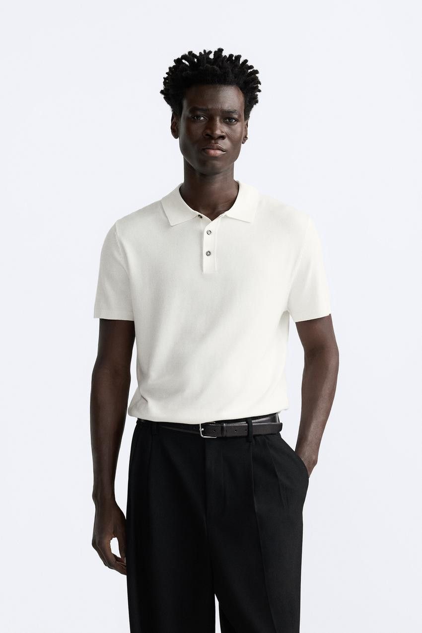 Zara VISCOSE BLEND KNIT POLO SHIRT | Grailed