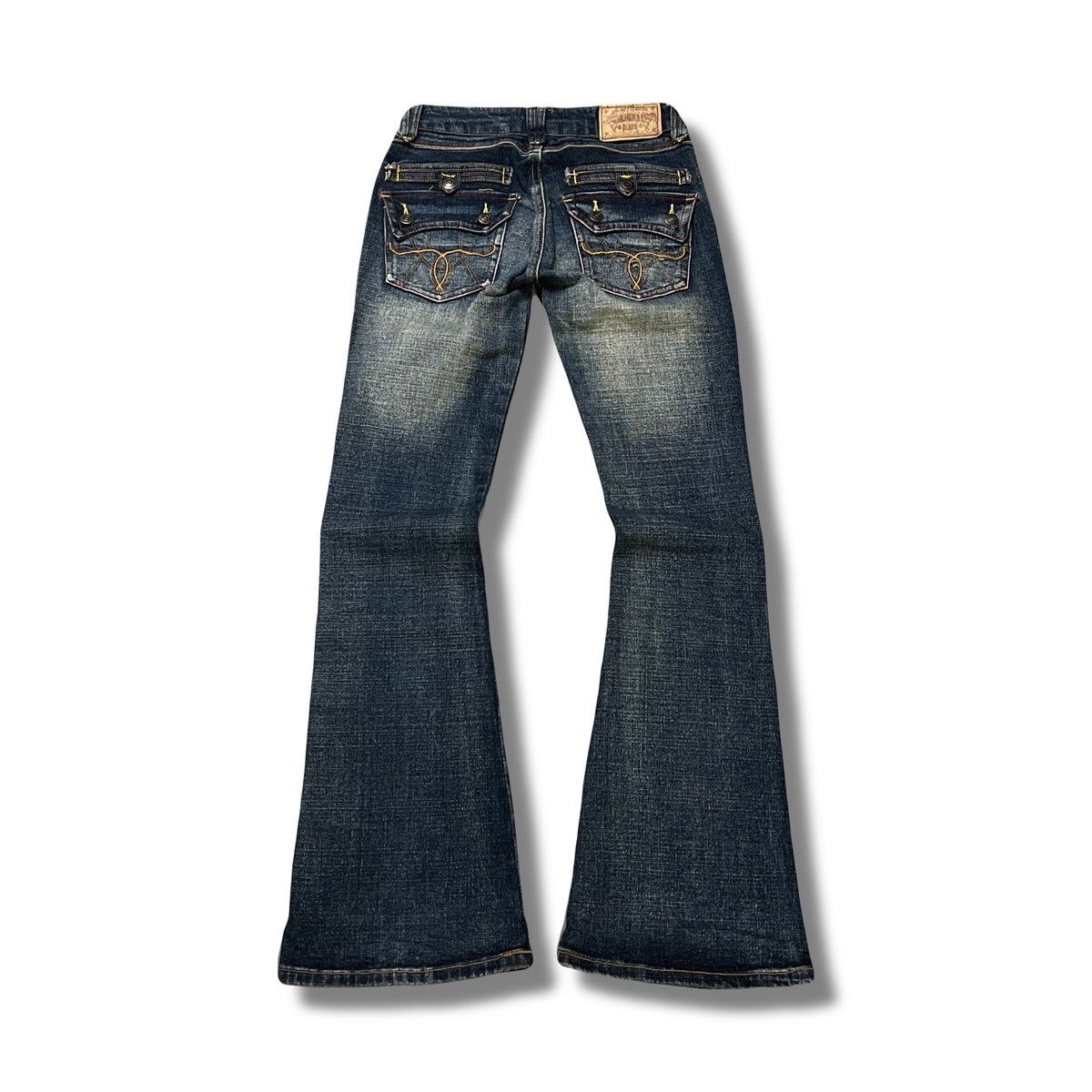 Japanese Brand Y2K Flare Bootcut Denim Embroidery Back Pocket Archive Style Size US 27 - 1 Thumbnail