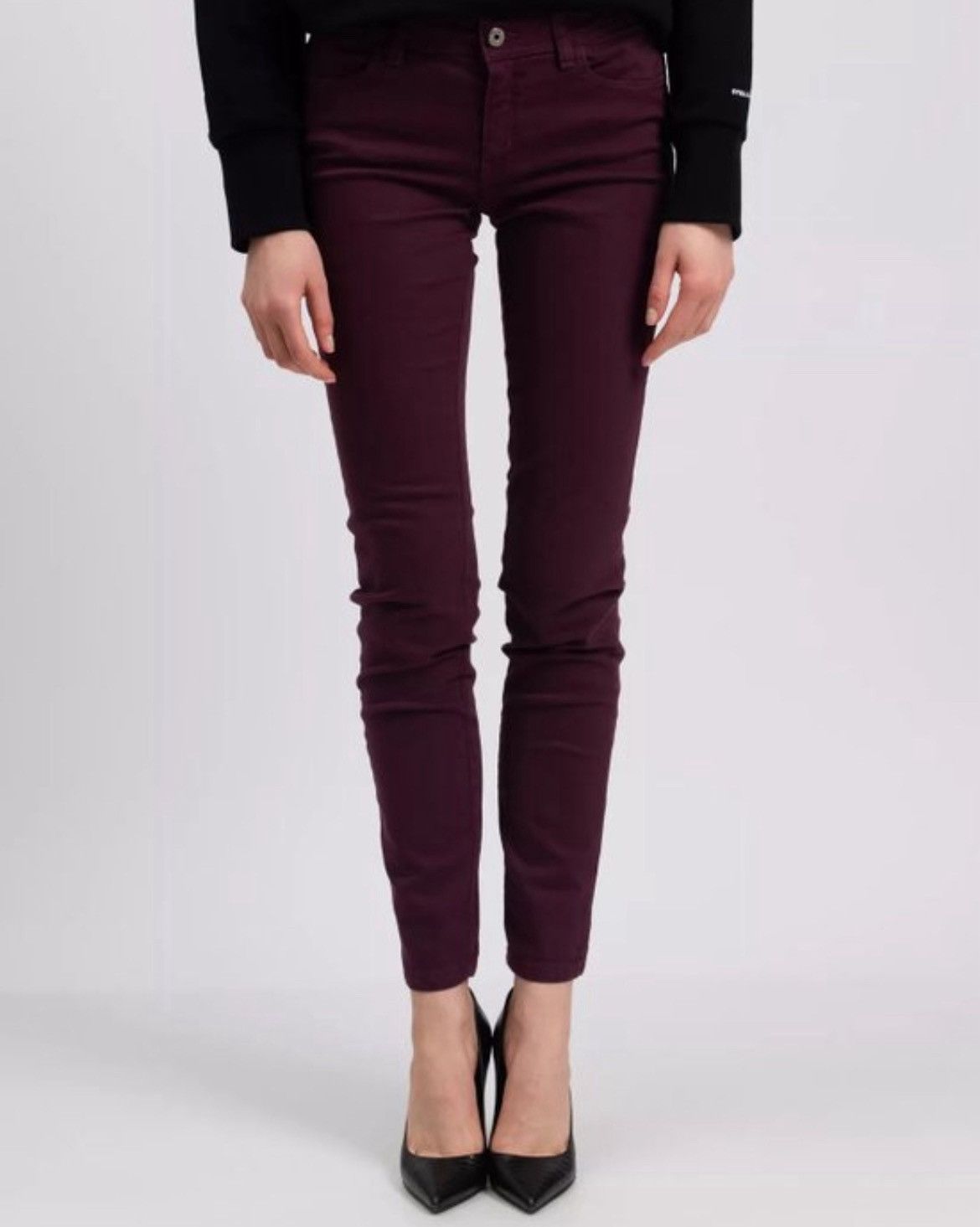 Just Cavalli Burgundy Skinny Jeans – New with Tags | Size 26 Size 26" / US 2 / IT 38 - 2 Thumbnail