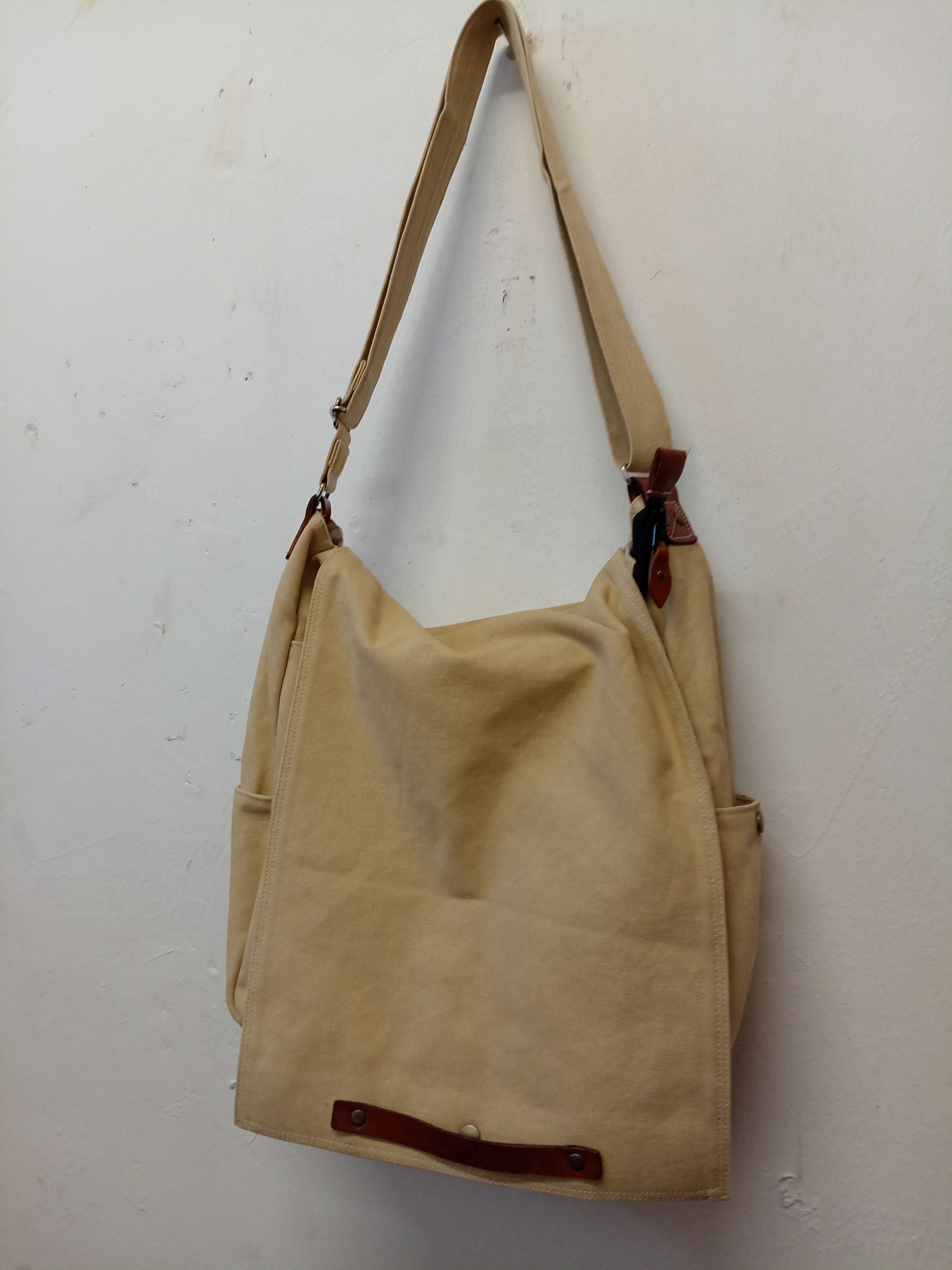 image of Vintage Japanese Canvas Sling Bag in Cream, Men's