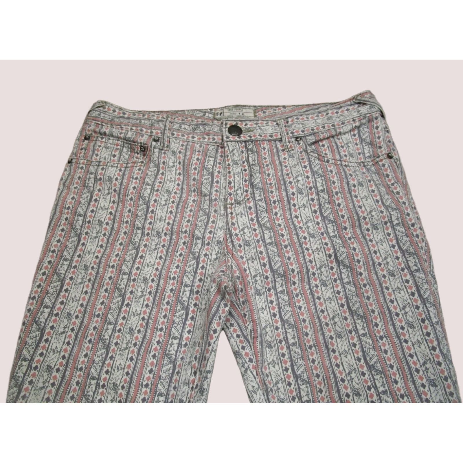 Free People Free People Jeans Women 30 Multicolor Geometric Skinny Ankle Pant Southwestern Aztec Net 60 day returns Mens? Size 30" / US 8 / IT 44 - 1 Thumbnail