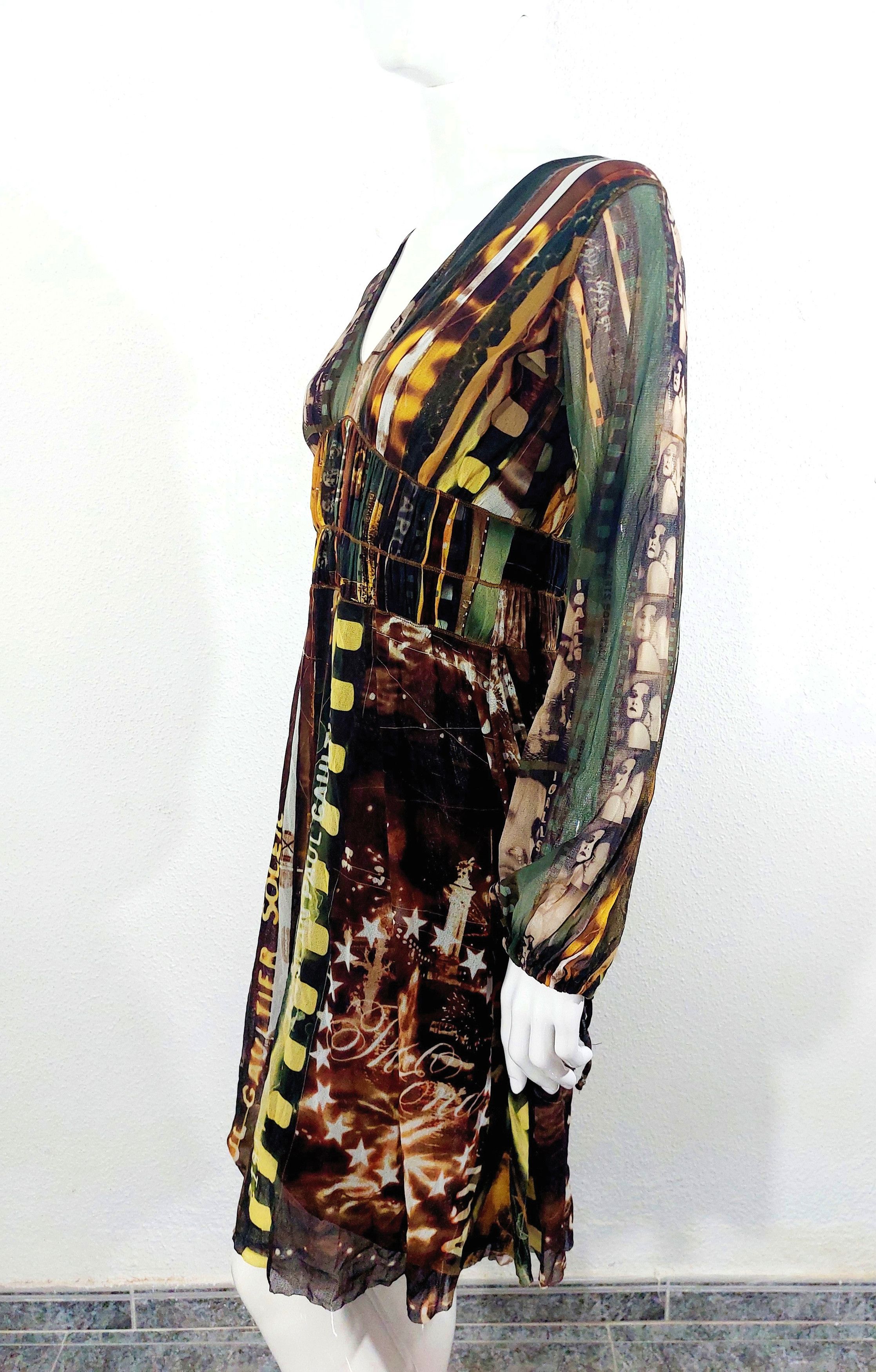 Jean Paul Gaultier Jean Paul Gaultier Faces Face Paris Cinema Mesh Dress Size L / US 10 / IT 46 - 7 Thumbnail