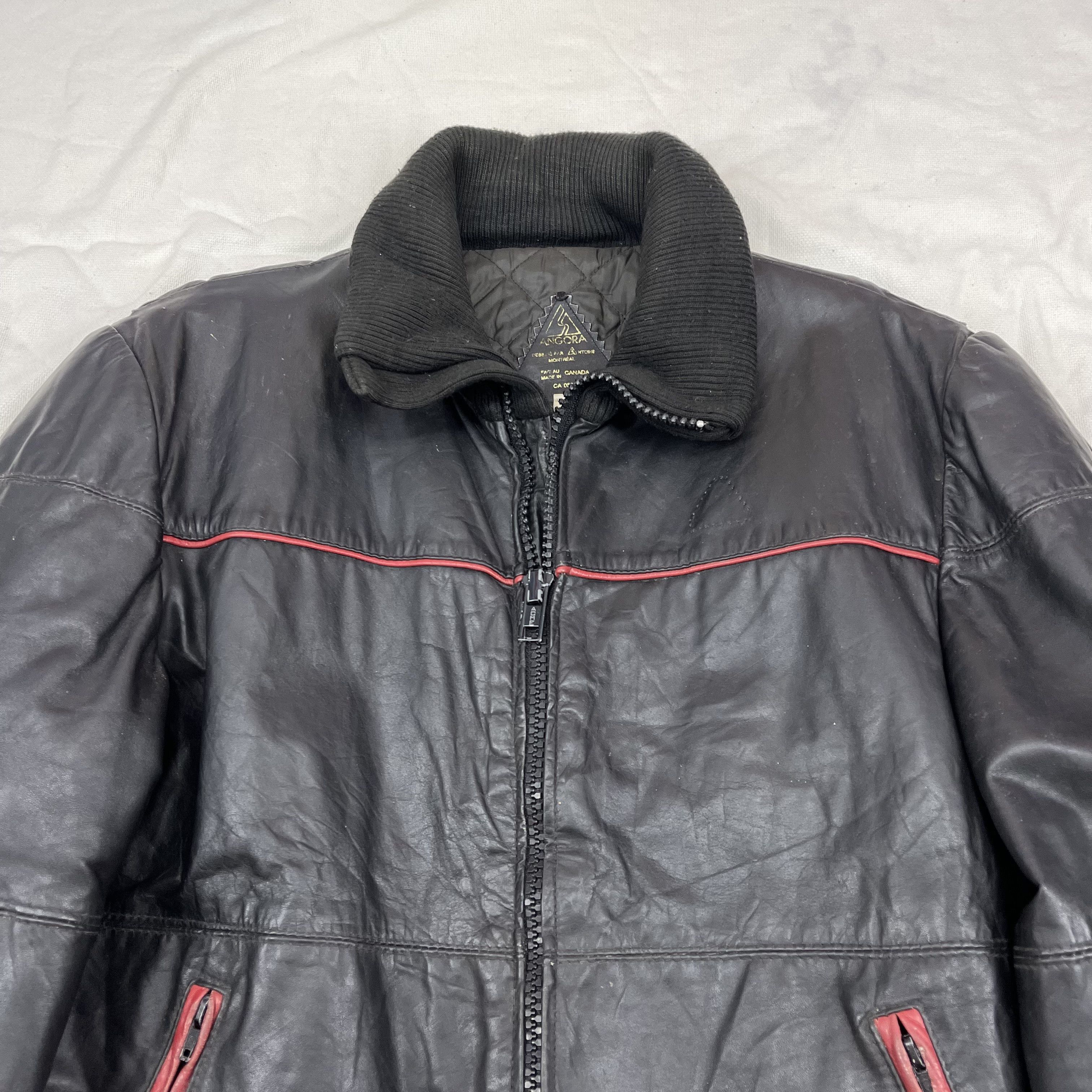 Vintage 90s Vintage ANGORA Leather Jacket Motorcycle Jacket #1187/AP Size US M / EU 48-50 / 2 - 2 Thumbnail