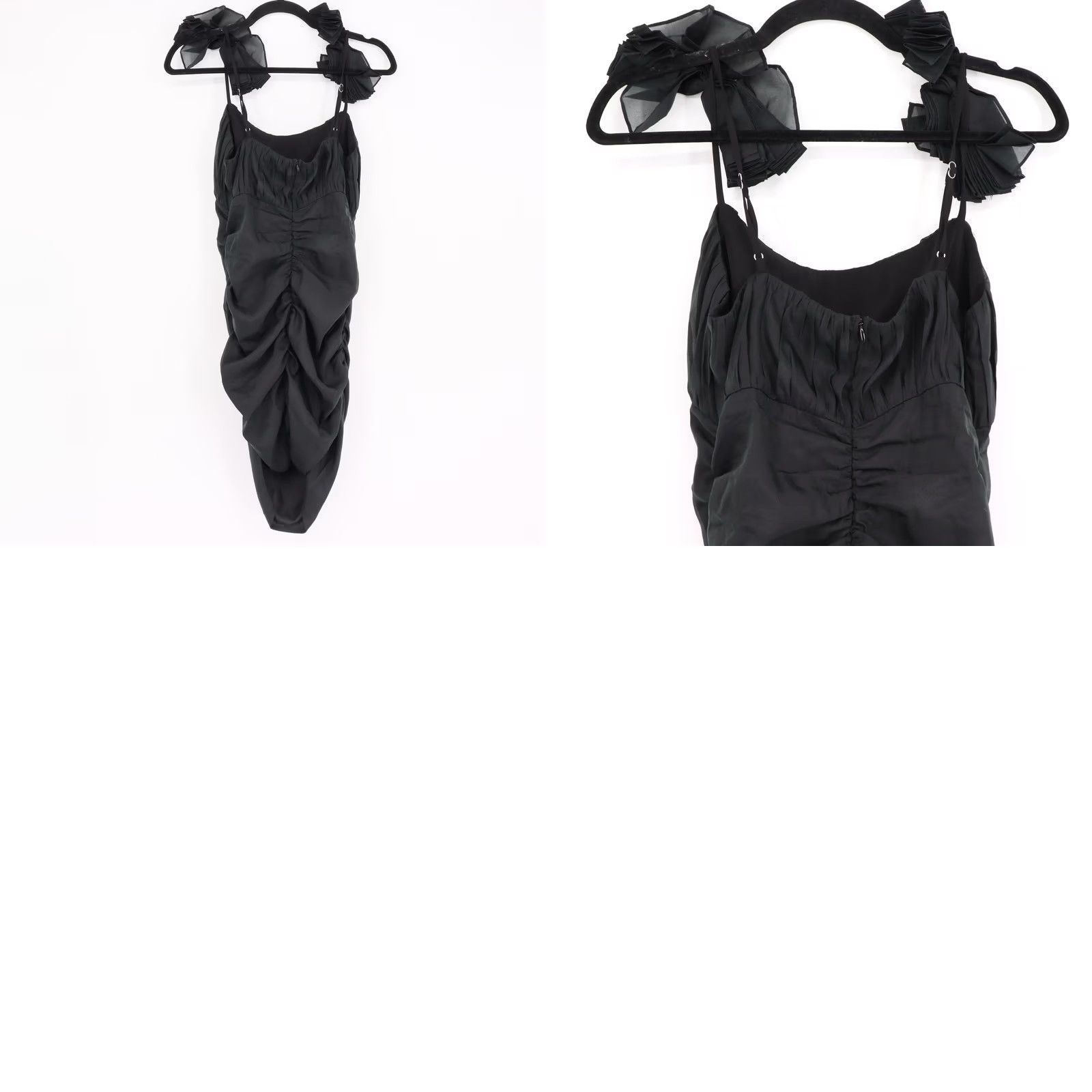 Vintage Lovers and Friends Mini Dress Women's S Black Ruched Ruffle Cocktail Dress Size S / US 4 / IT 40 - 8 Thumbnail