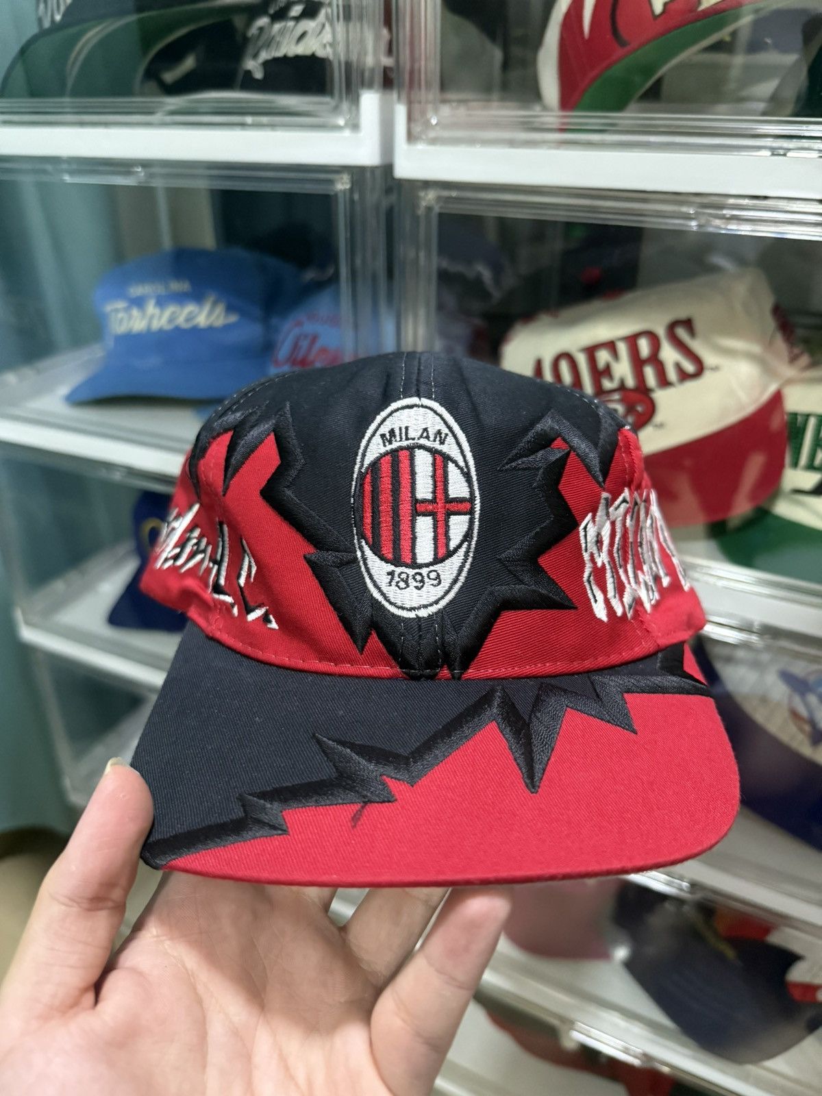 Rare vintage AC Milan Jagged Edge snapback hat Drew Pearson