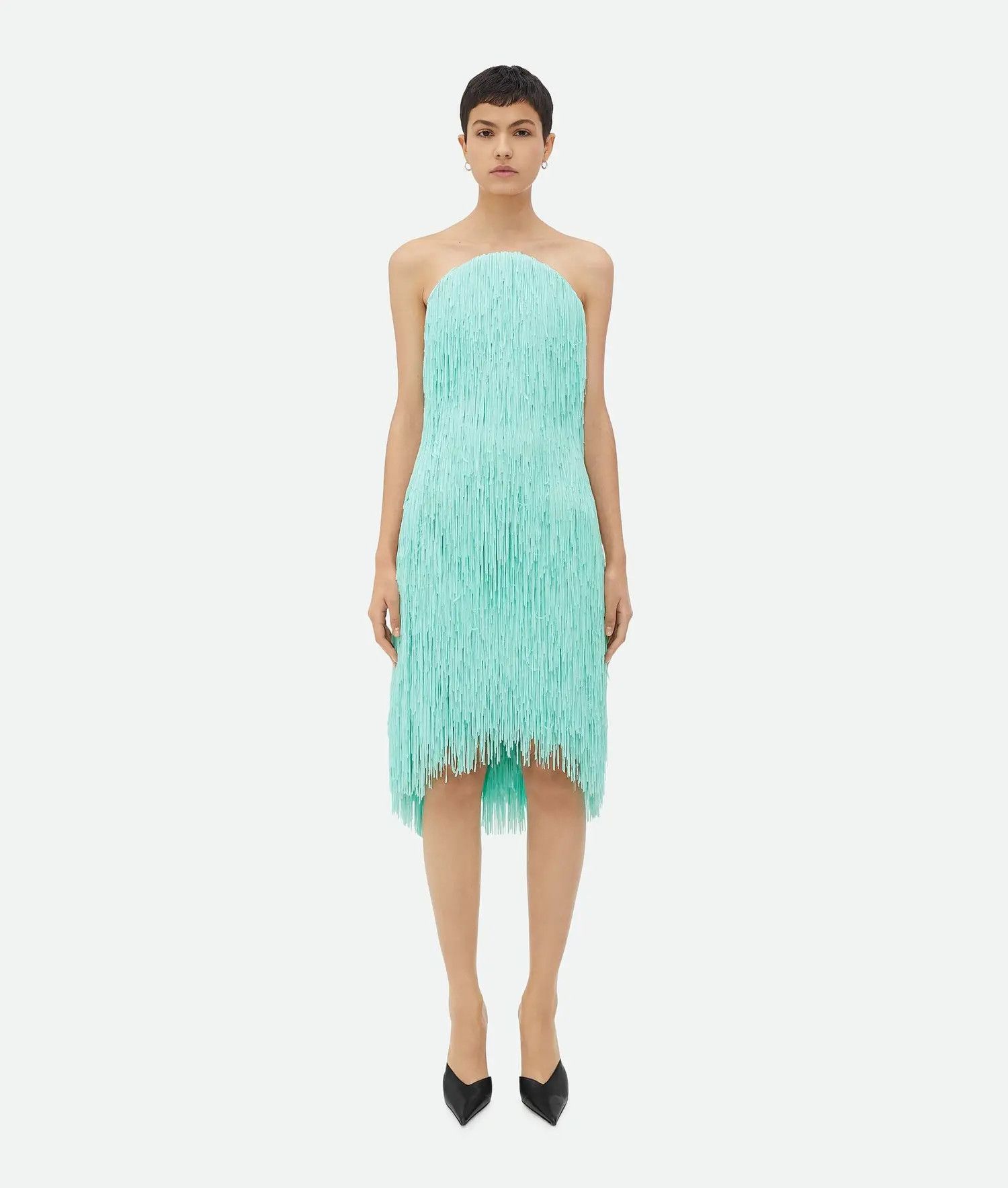 Bottega Veneta o1w1db10825 Fringed Wool Viscose Fluid Coupe Midi Dress Size M / US 6-8 / IT 42-44 - 1 Thumbnail