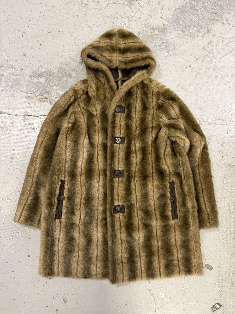 Balmain Balmain Beige Faux Fur & Brown Leather Reversible Hooded Coat Size US L / EU 52-54 / 3 - 7 Thumbnail