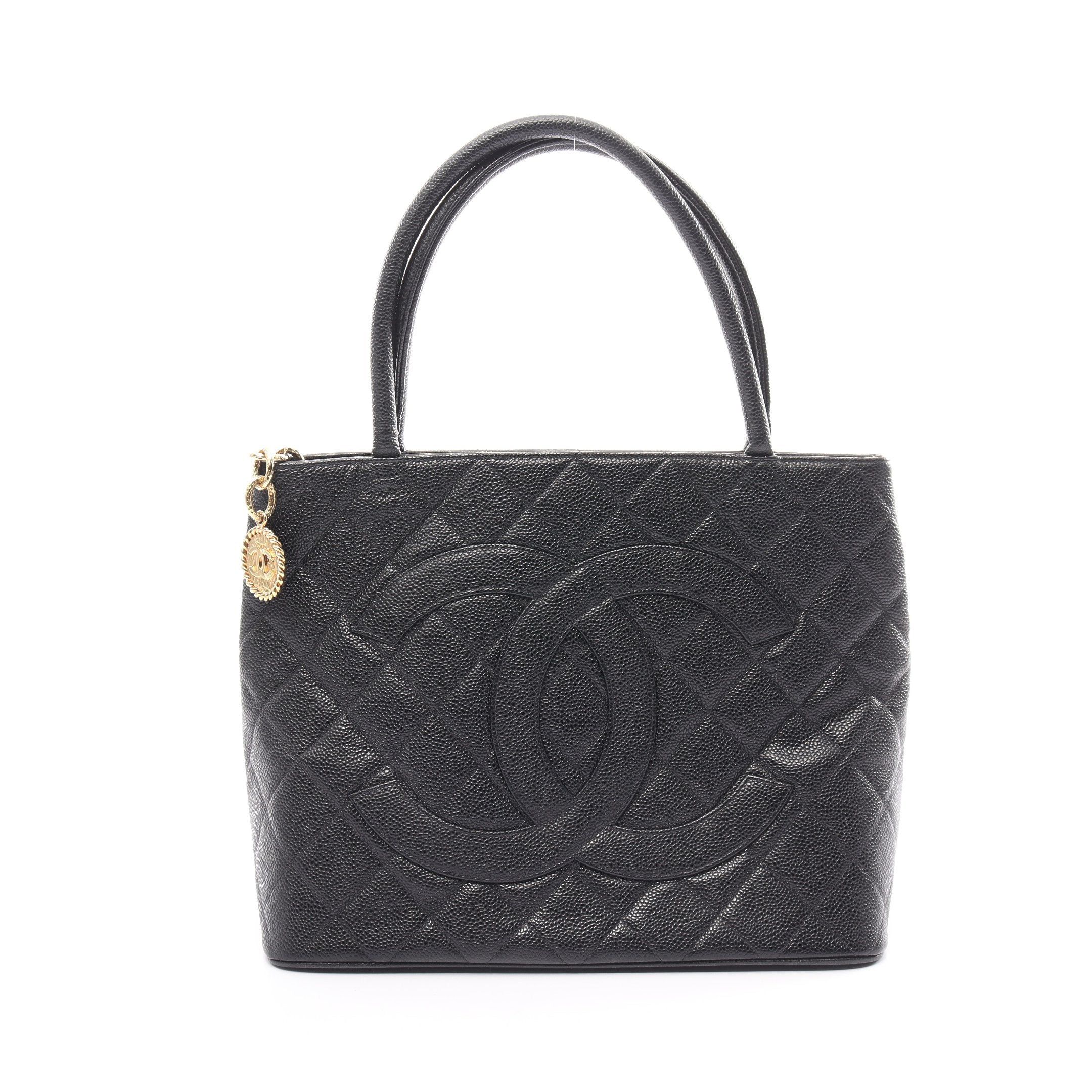image of Chanel Reissue Tote Handbag Tote Bag Caviar Skin Black Gold Hardware, Women's