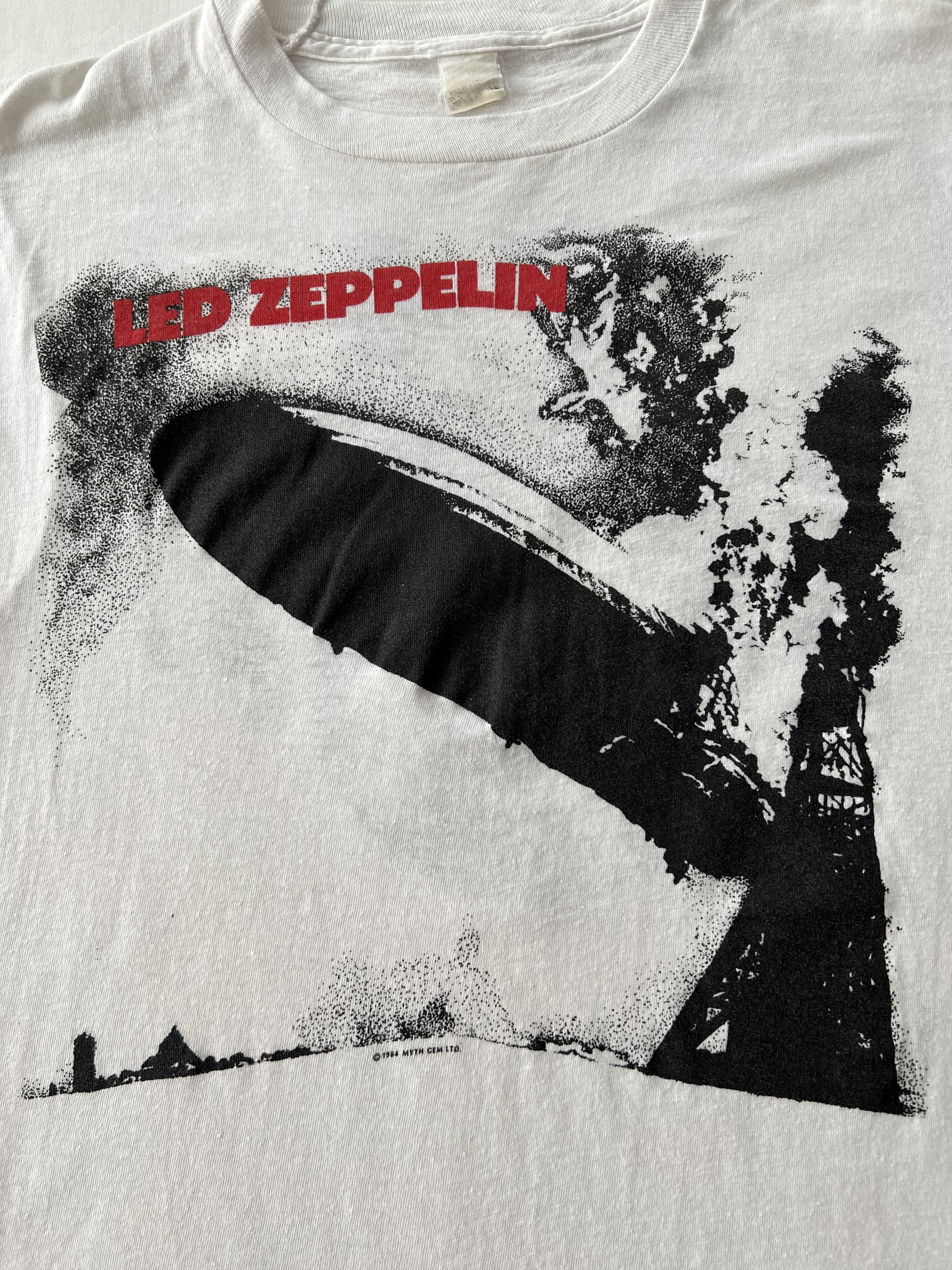 Band Tees Vintage 1984 Led Zeppelin Led Zeppelin I White T-shirt Size US M / EU 48-50 / 2 - 4 Thumbnail