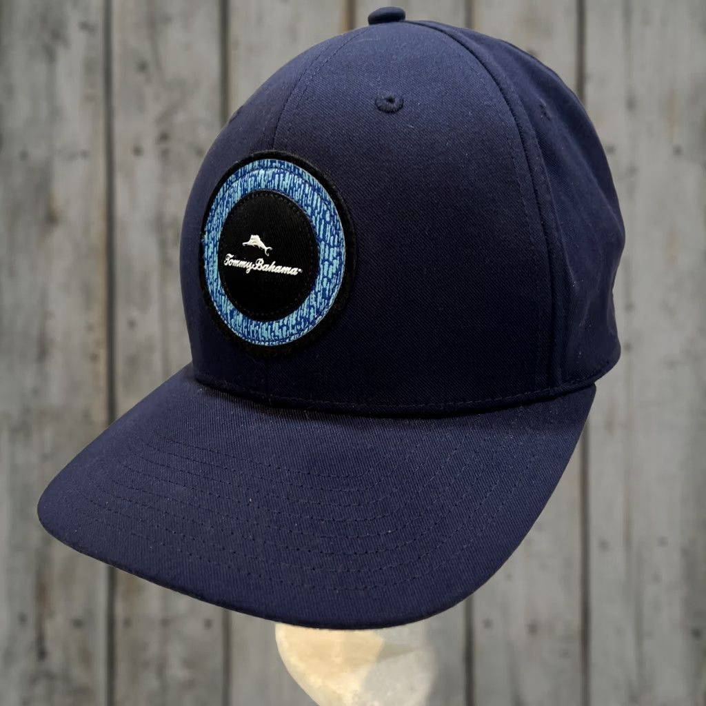 Tommy Bahama Tommy Bahama Hat Men’s Navy Blue Snapback Round Logo Polyester Spandex Mens One Size Adjustable Beach Caps Size ONE SIZE - 1 Thumbnail