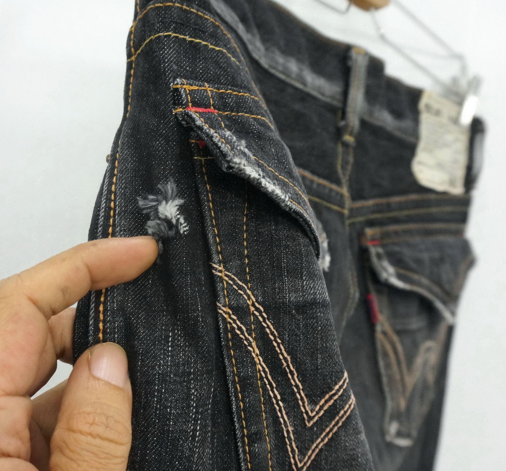 🔥 EDWIN 503 Vintage Flare Black Ripped Distressed