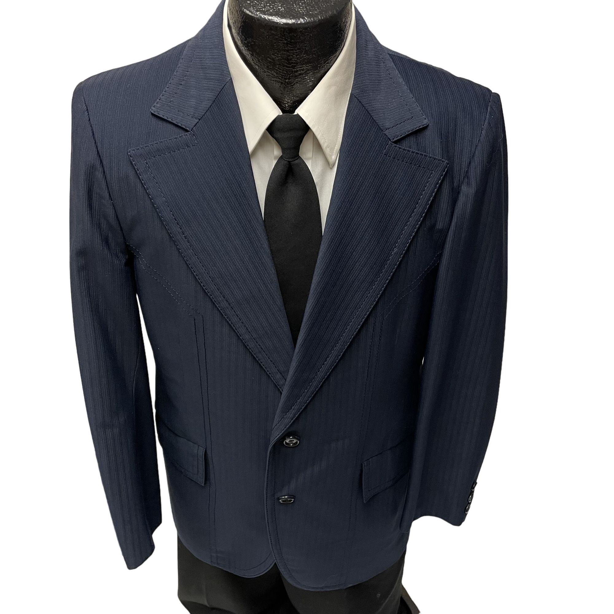 Other Vtg BESPOKE Sport Coat Blue SHARKSKIN Disco Leisure Jacket Size 38R - 1 Thumbnail