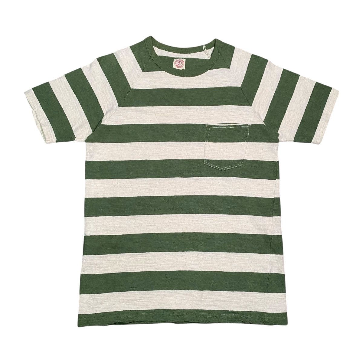 Full Count & Co. × Japanese Brand Vintage Full Count Green and White Stripes Pocket Tee Size US M / EU 48-50 / 2 - 1 Thumbnail