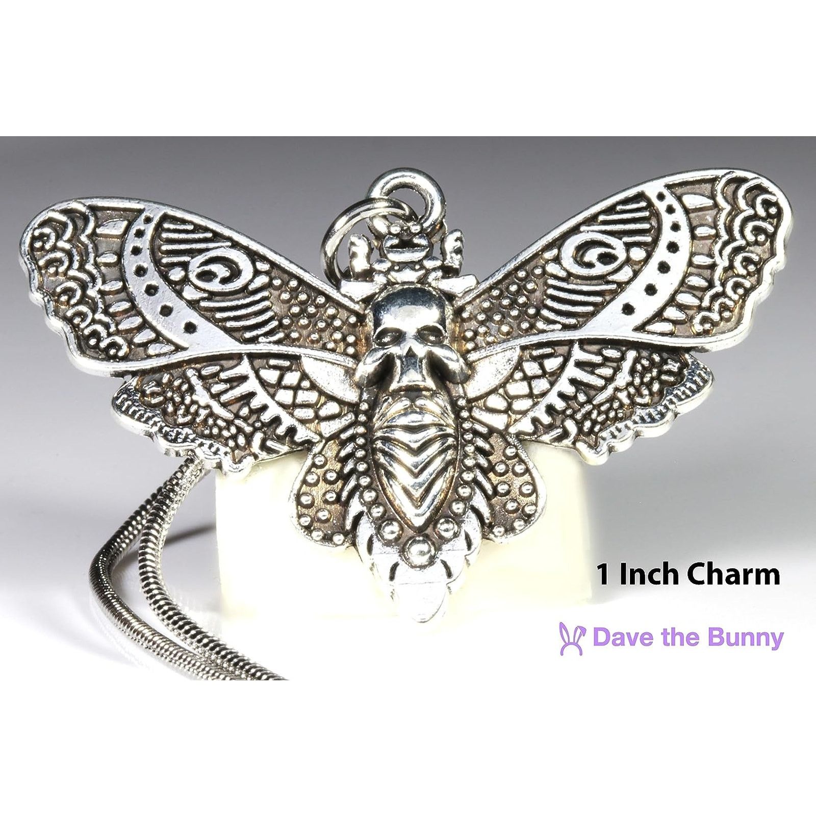& Other Stories Gothic Jewelry Moth Necklace Dead Head Charm Pendant Size ONE SIZE - 3 Thumbnail